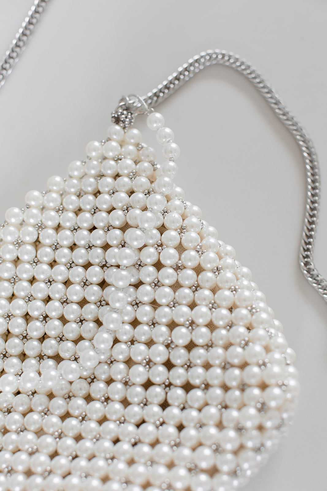 Vivianne - Structured Pearl Beaded Top Handle Bag - Ivory