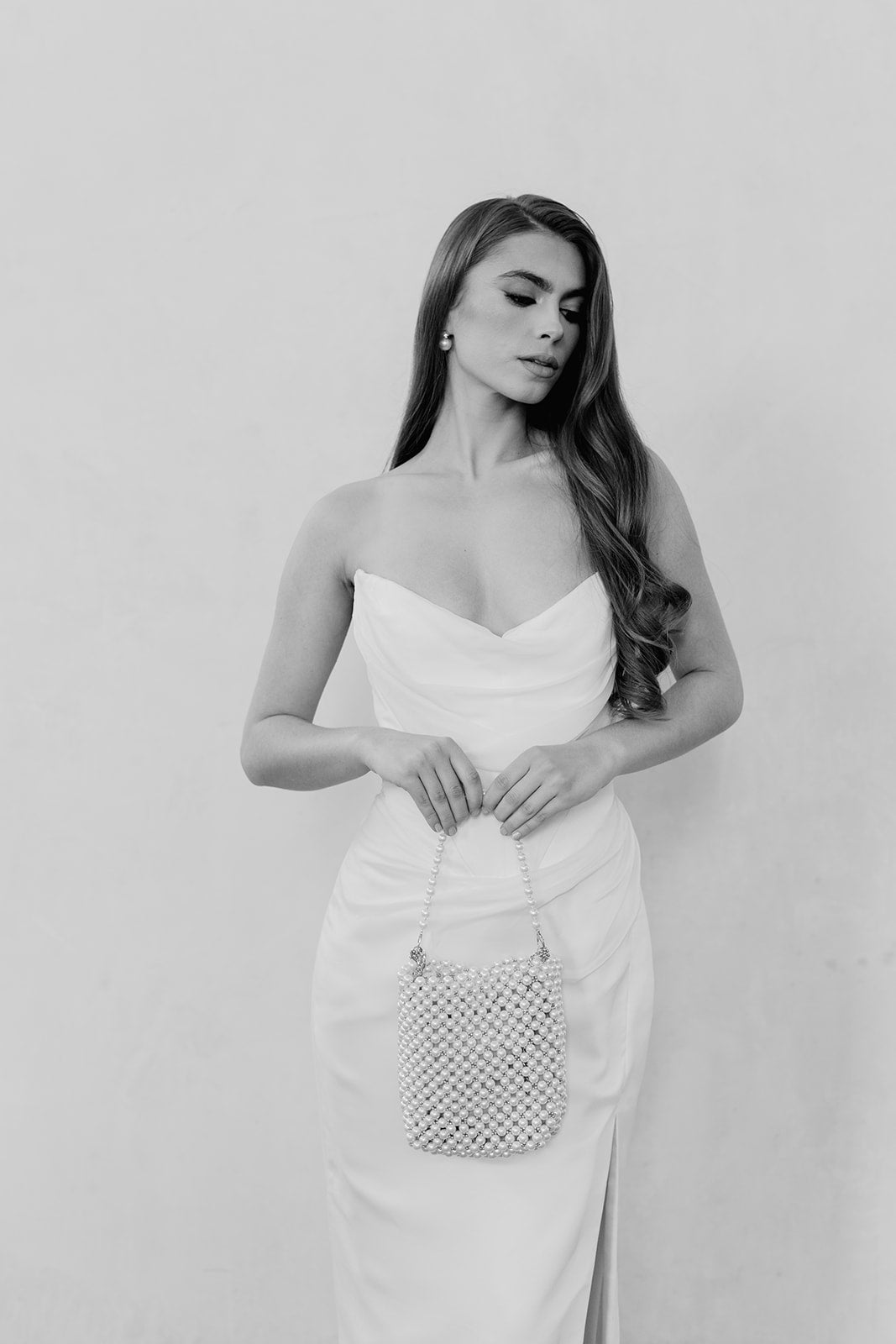 Vivianne - Structured Pearl Beaded Top Handle Bag - Ivory