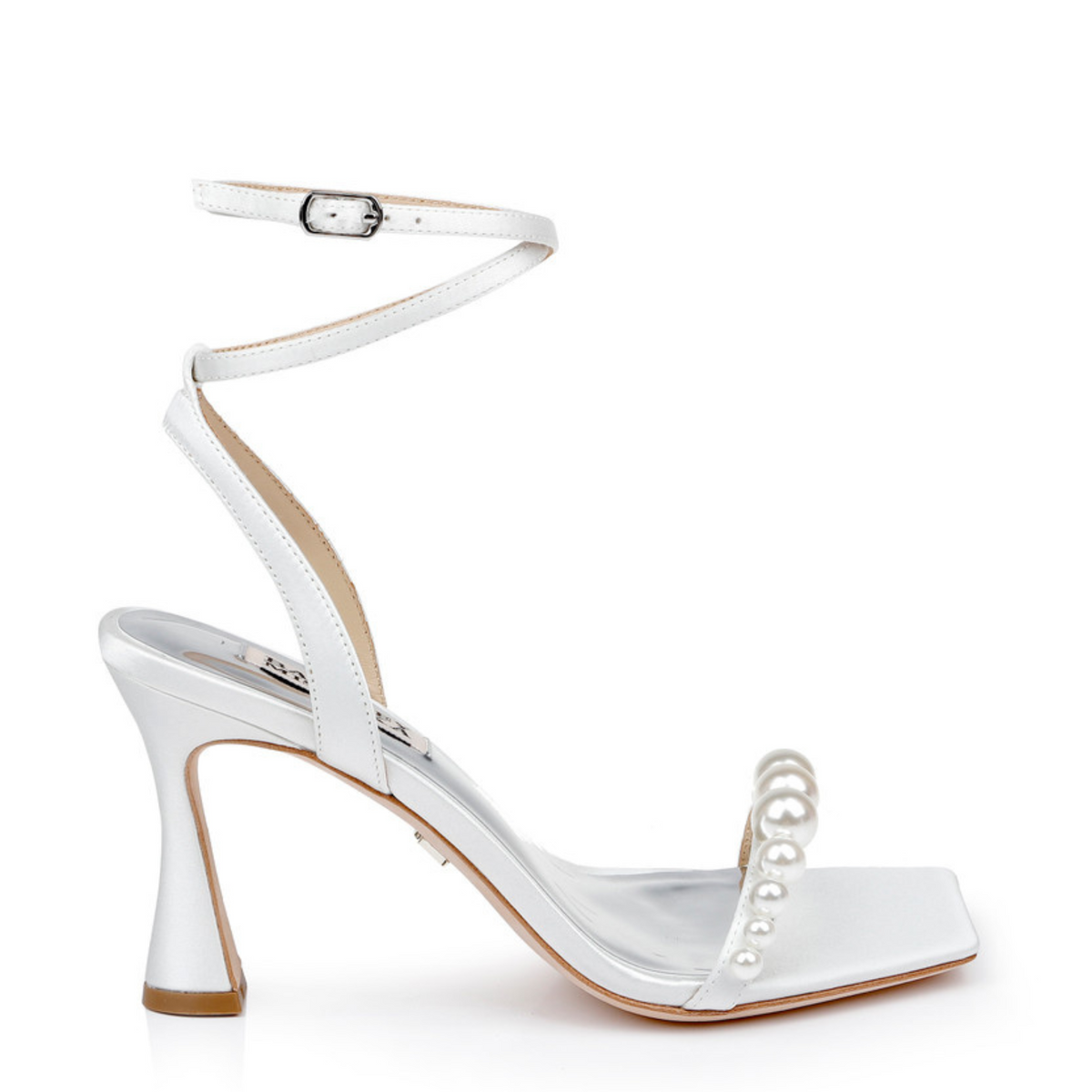 Badgley Mischka Cailey Strappy Stiletto Sandal with Pearl Vamp Soft White The White Collection