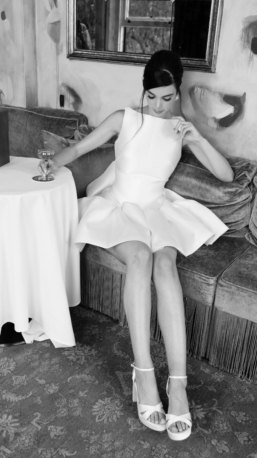 Fern - Cross Over Block Heel Platform - Ivory Silk Satin