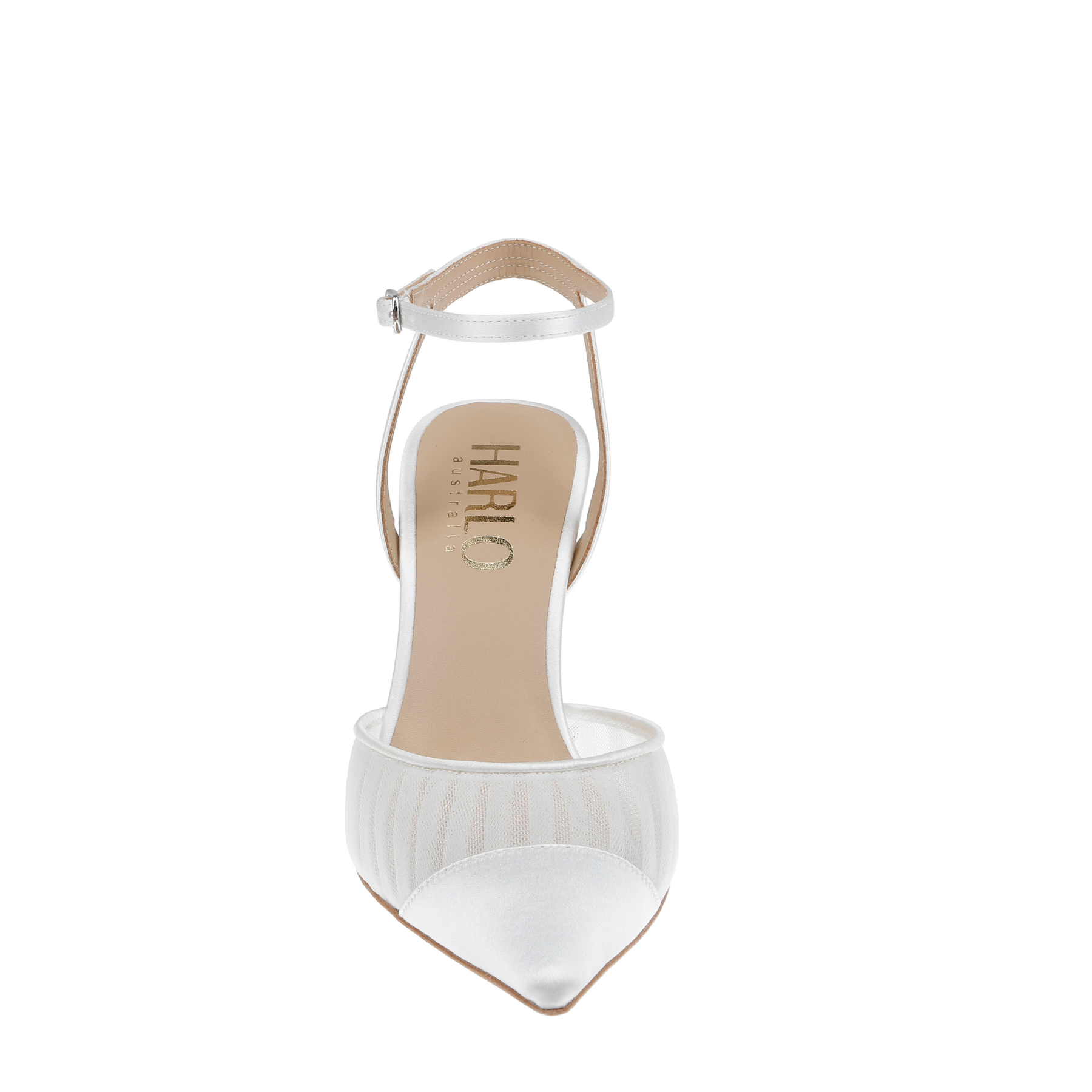 Fallon - Tulle & Satin Pointed Toe High Block Heel - Soft White