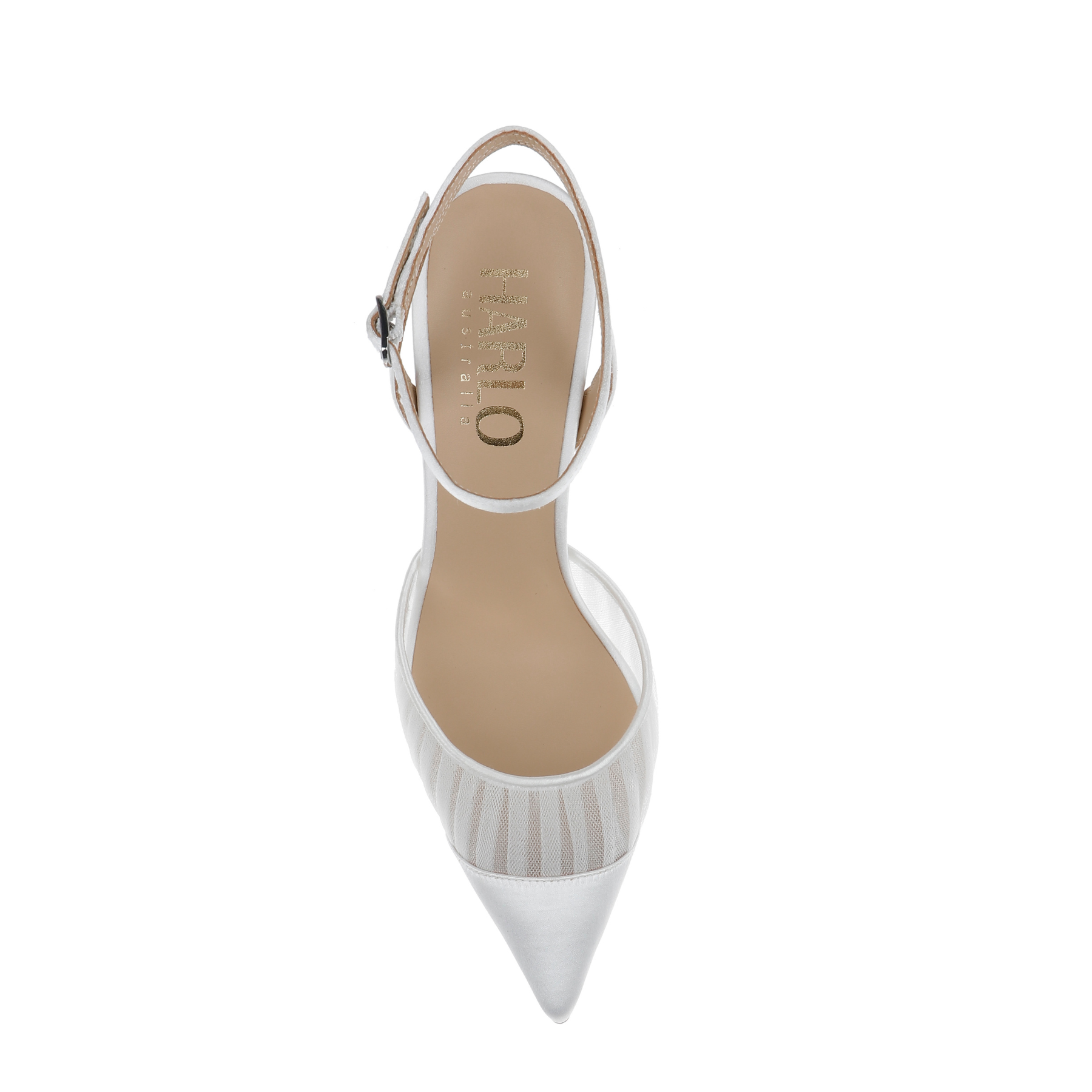 Fallon - Tulle & Satin Pointed Toe High Block Heel - Soft White