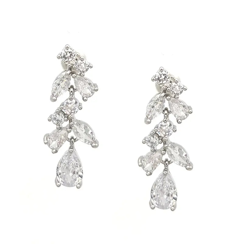 Lara - Crystal Floral Drop Bridal Earrings