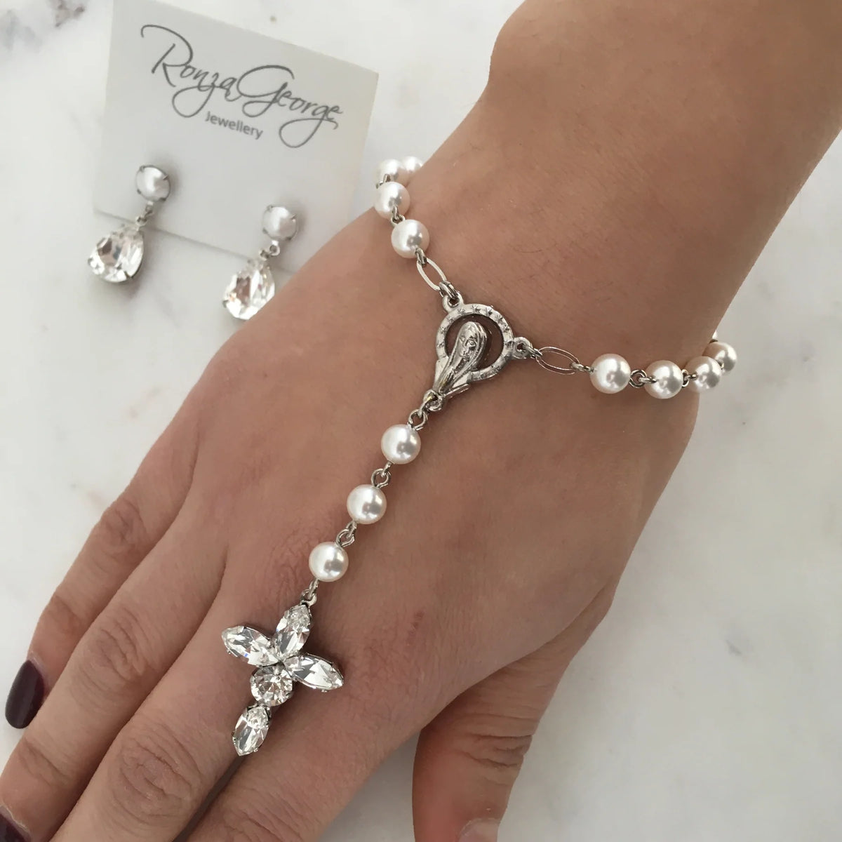 Rosary Bracelet Swarovski Pearl The White Collection