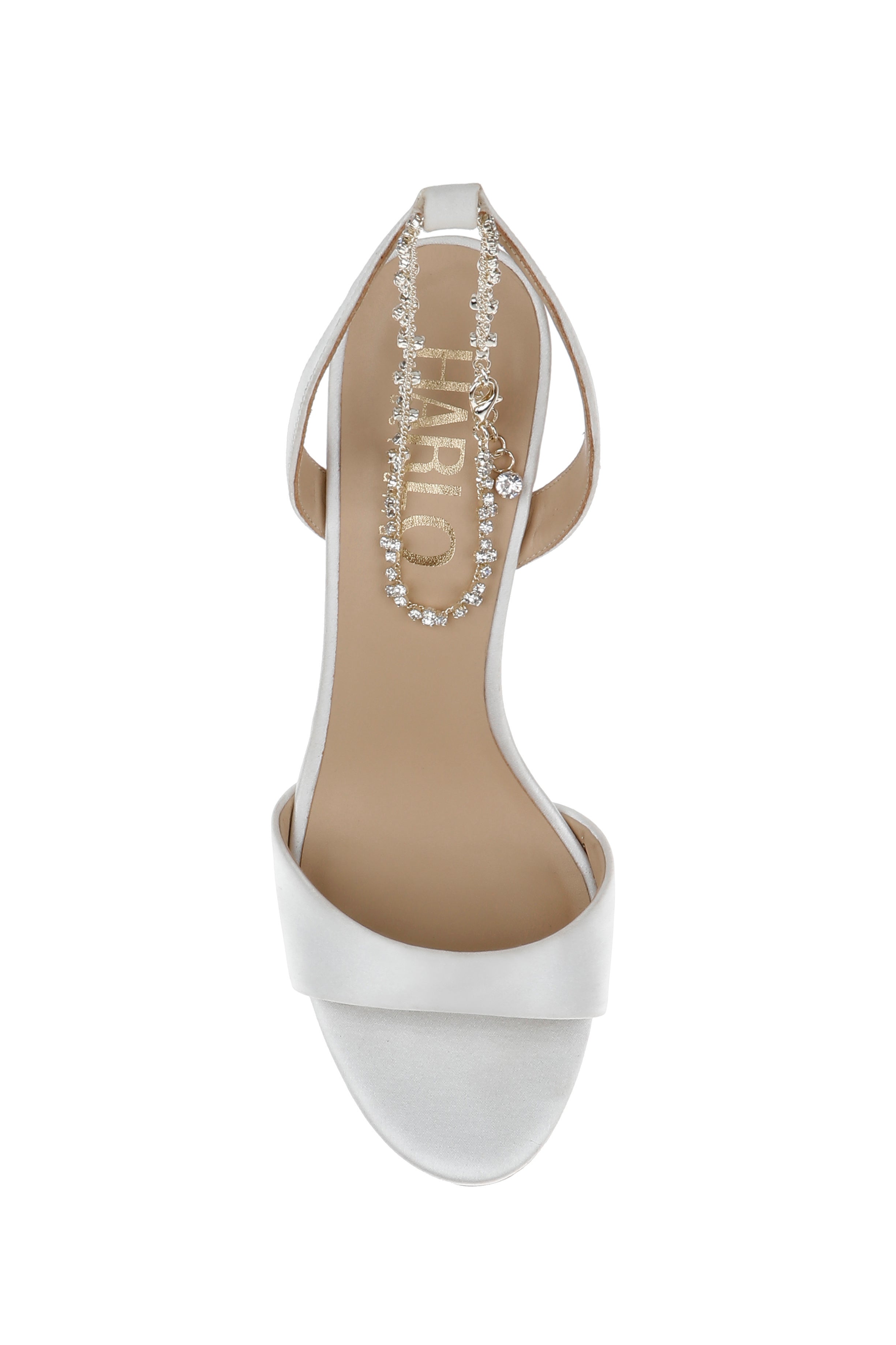 Faye - Satin Open Toe Stiletto With Ankle Bracelet - Soft White