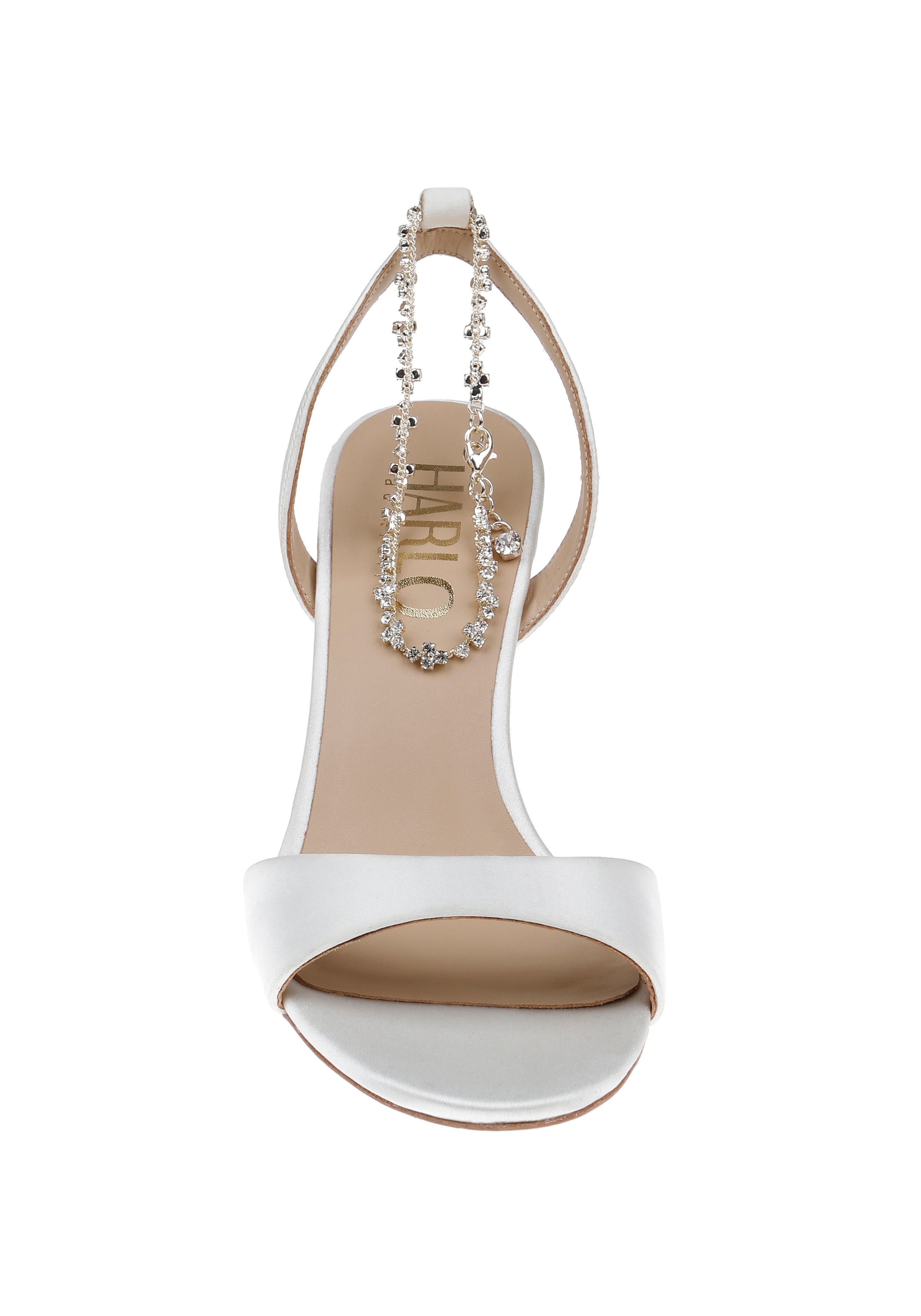 Faye - Satin Open Toe Stiletto With Ankle Bracelet - Soft White