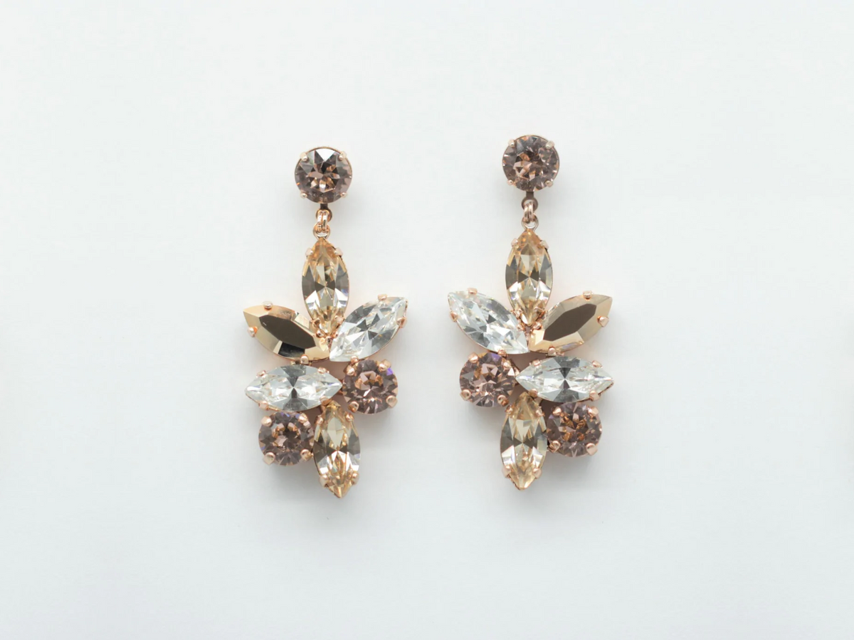 Jen Rose Gold Swarovski Statement Bridal Drop Earrings The