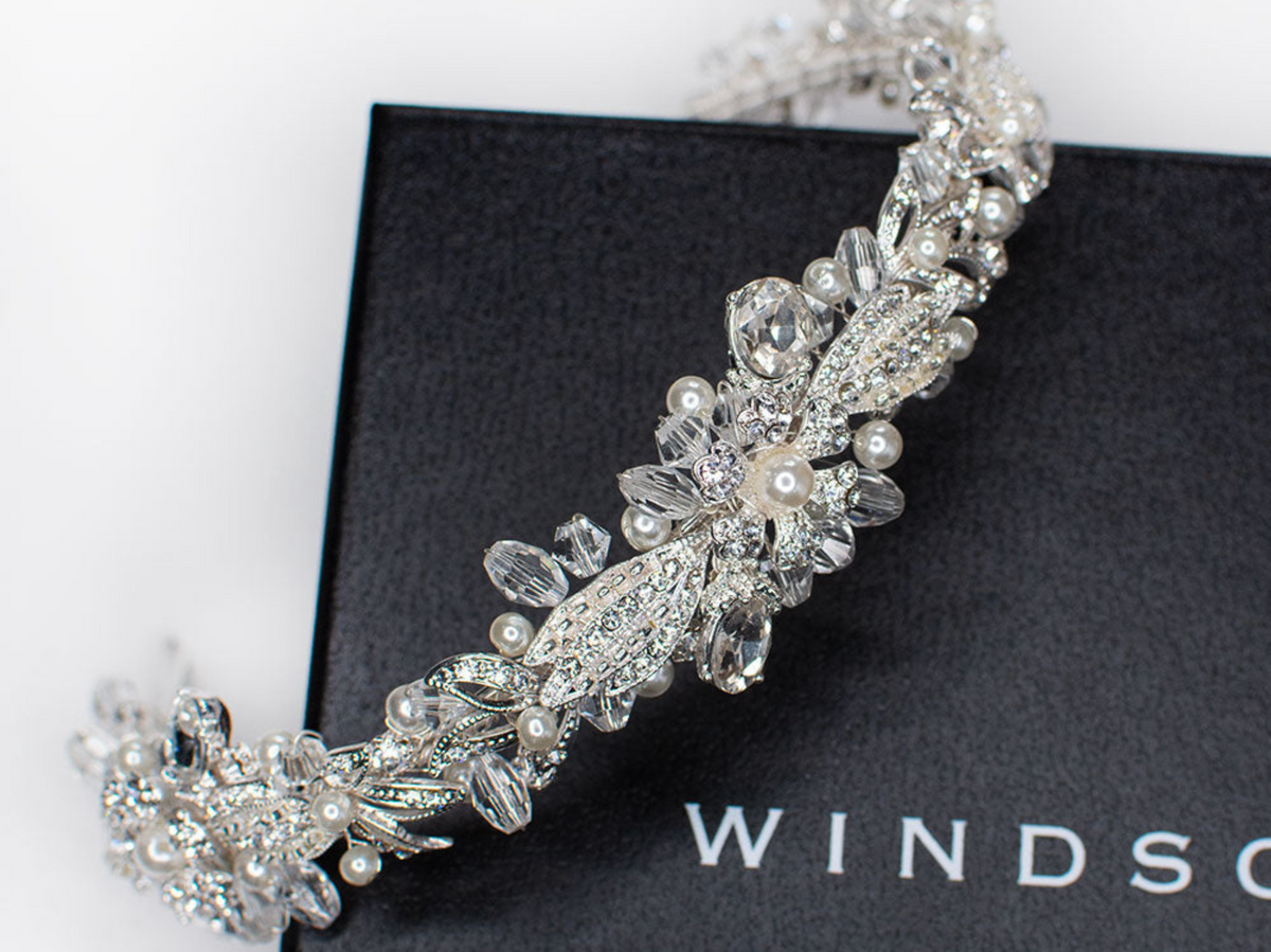 Yasmeen Pearl & Swarovski Crystal Bridal Headband The White Collection