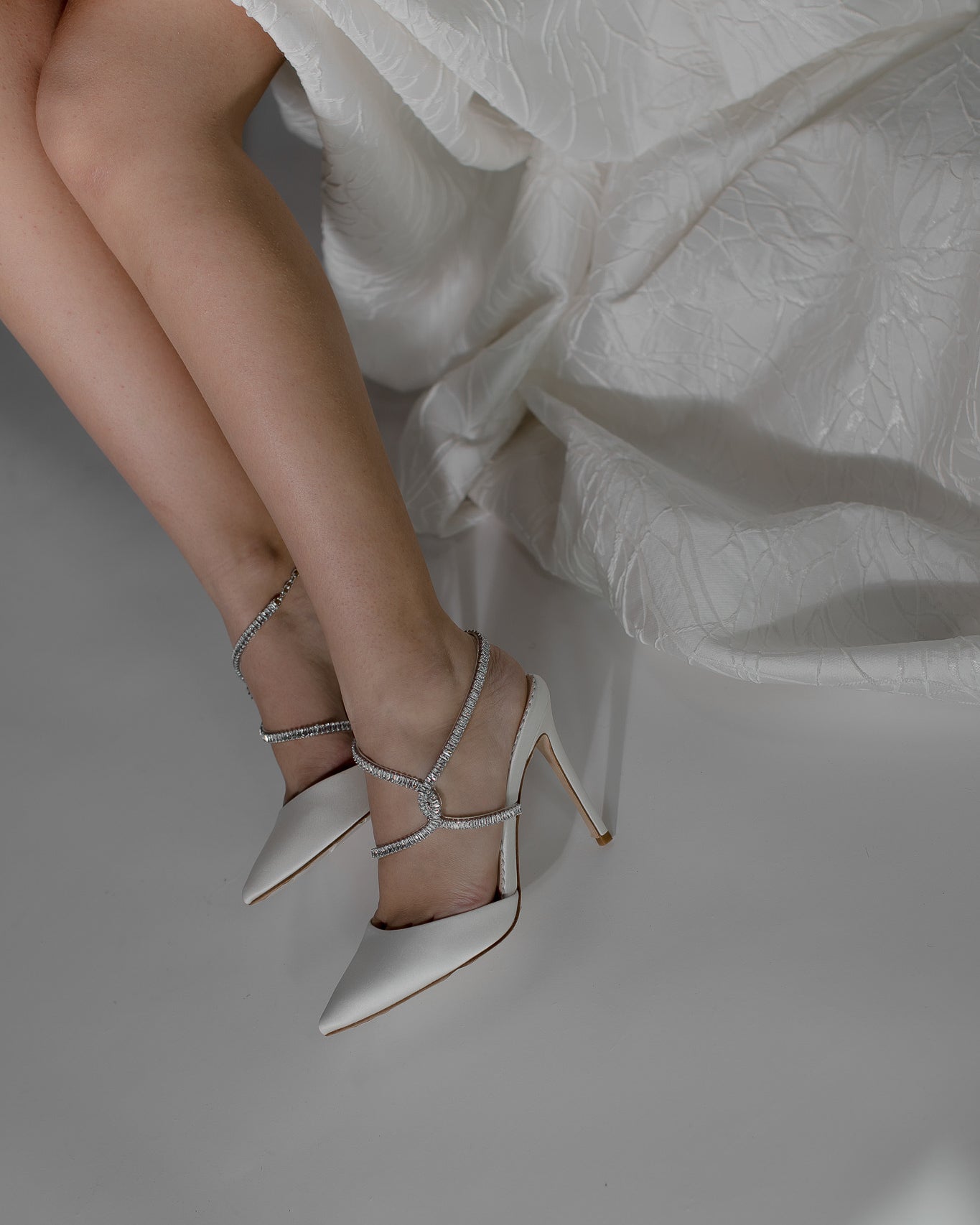 Sidney - Ivory Crystal Strappy Bridal Heels