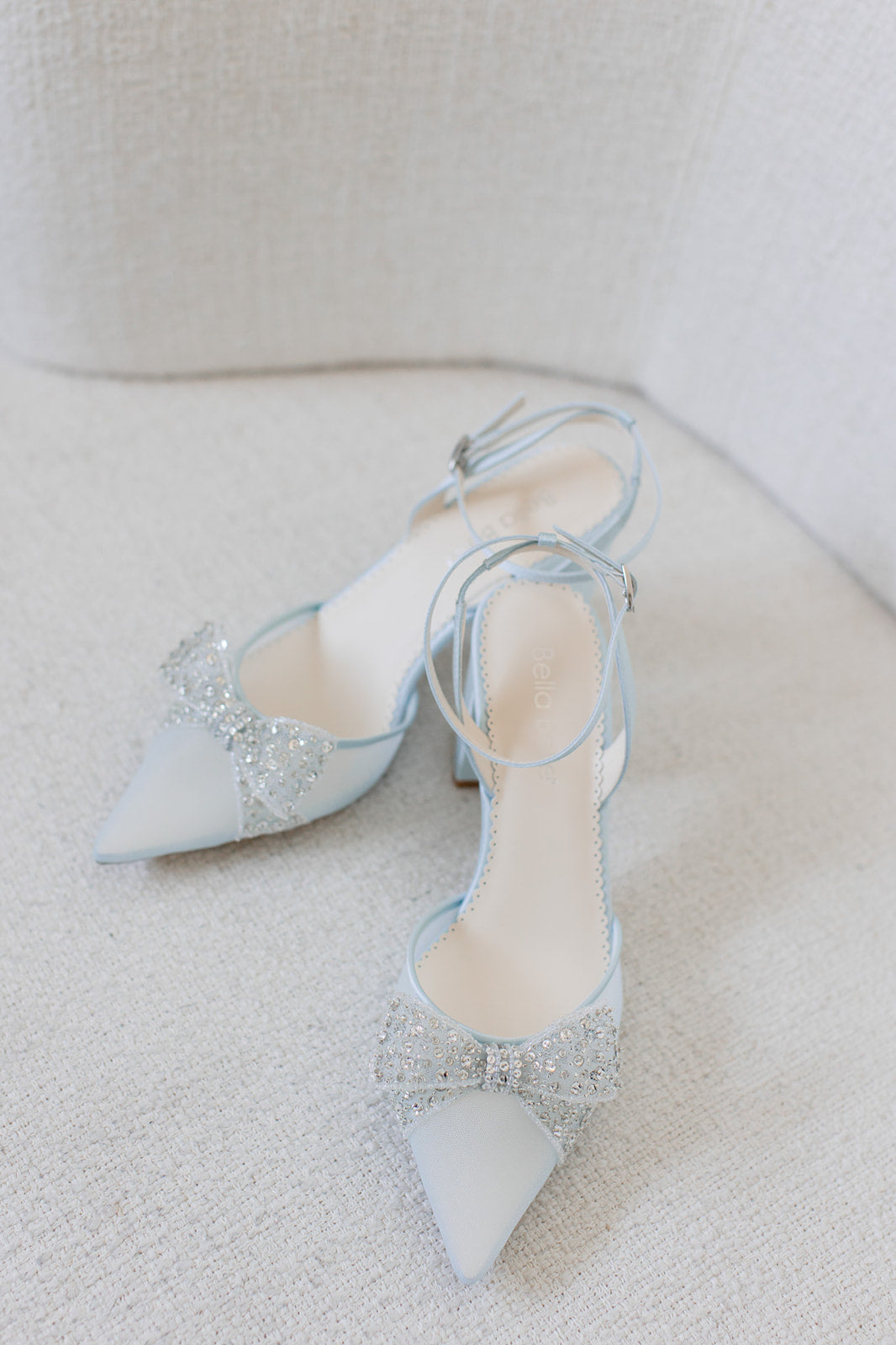 Athena - Blue Crystal Block Heels with Removable Ankle Strap