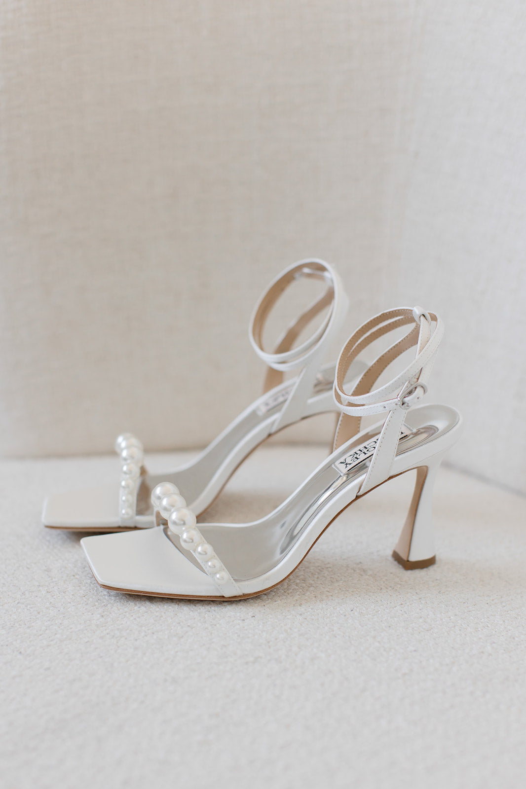 Cailey - Strappy Stiletto Sandal with Pearl Vamp - Soft White