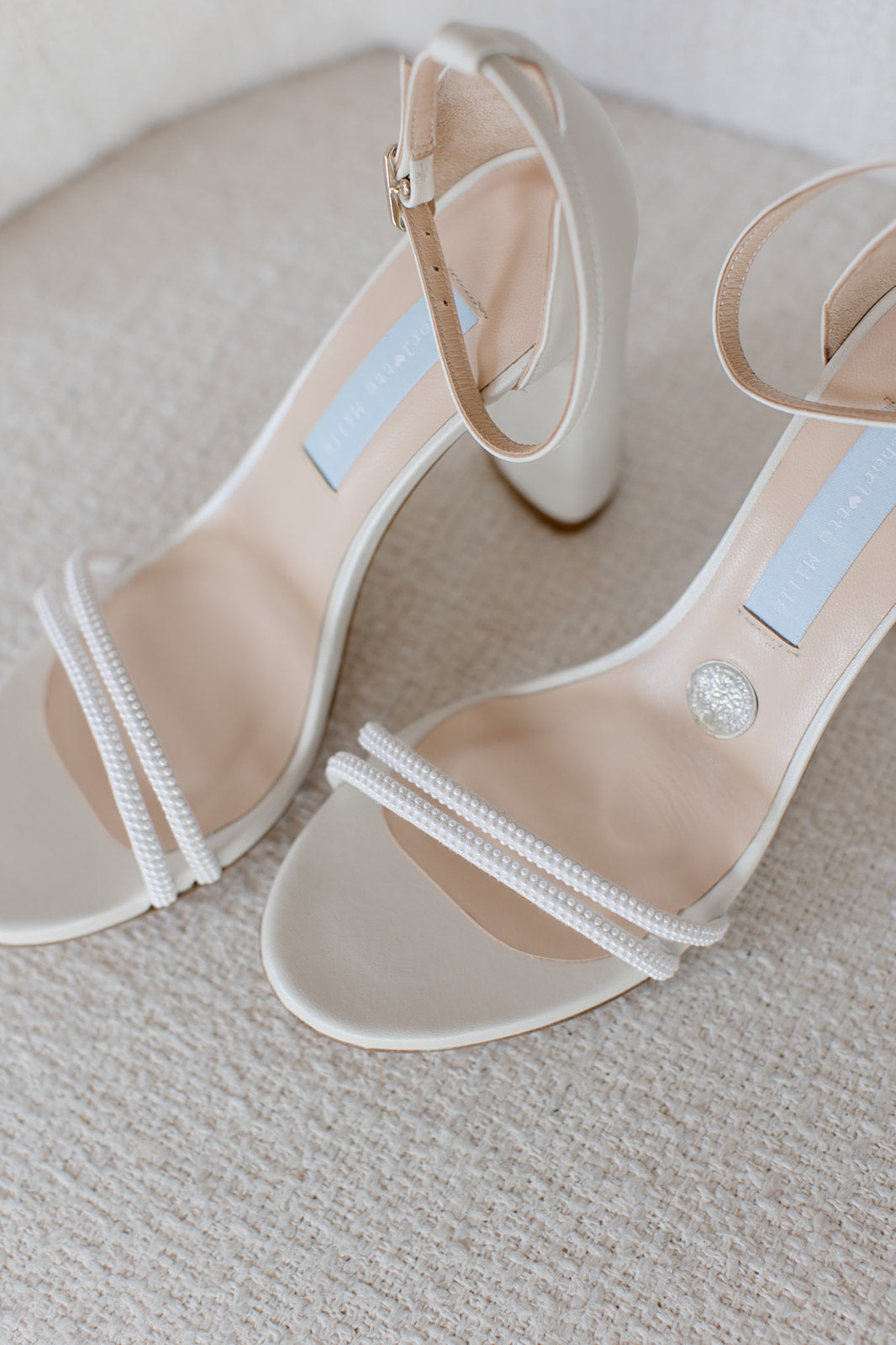Lenny - Ivory Pearl Embellished Strappy Bridal Block Heel