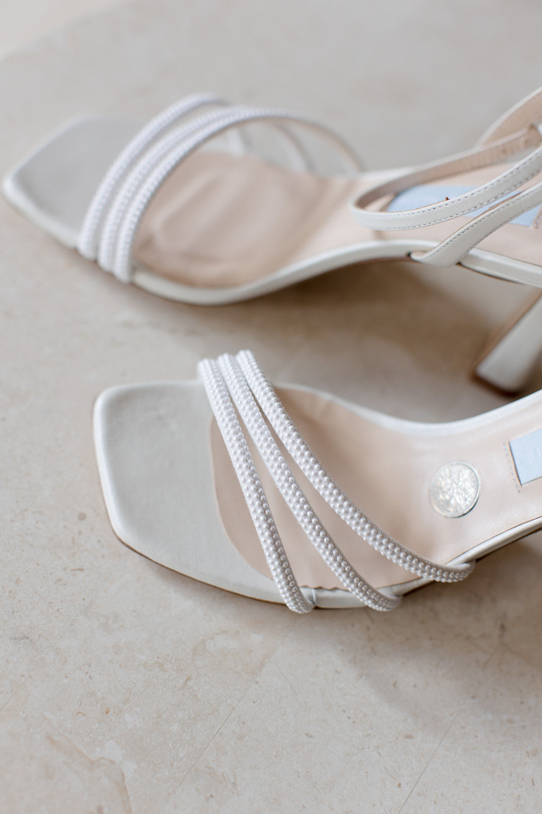 Nina - Ivory Pearl Embellished Strappy Bridal Stiletto Heel