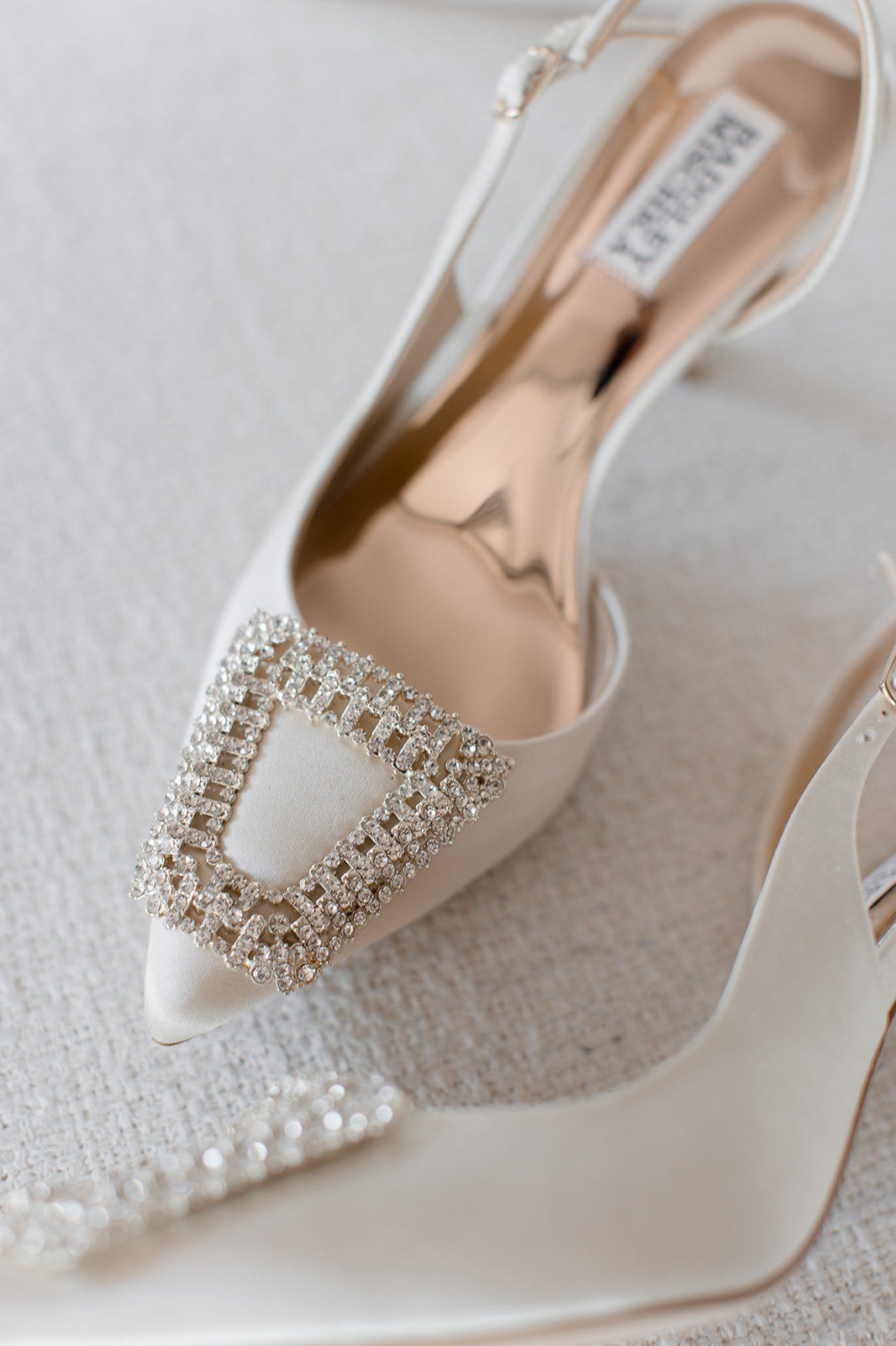 Enida - Pointed Toe Stiletto Slingback with Crystal Buckle - Ivory