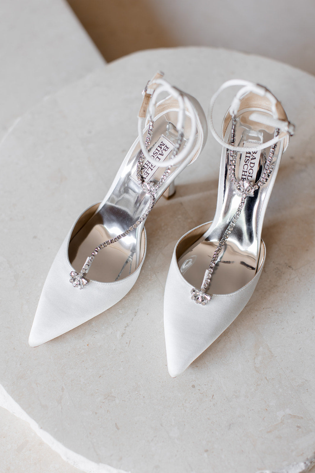 Fashion Champagne Bridal Shoes 3 Inch Heel Pumps With Pearl Ankle Strap
