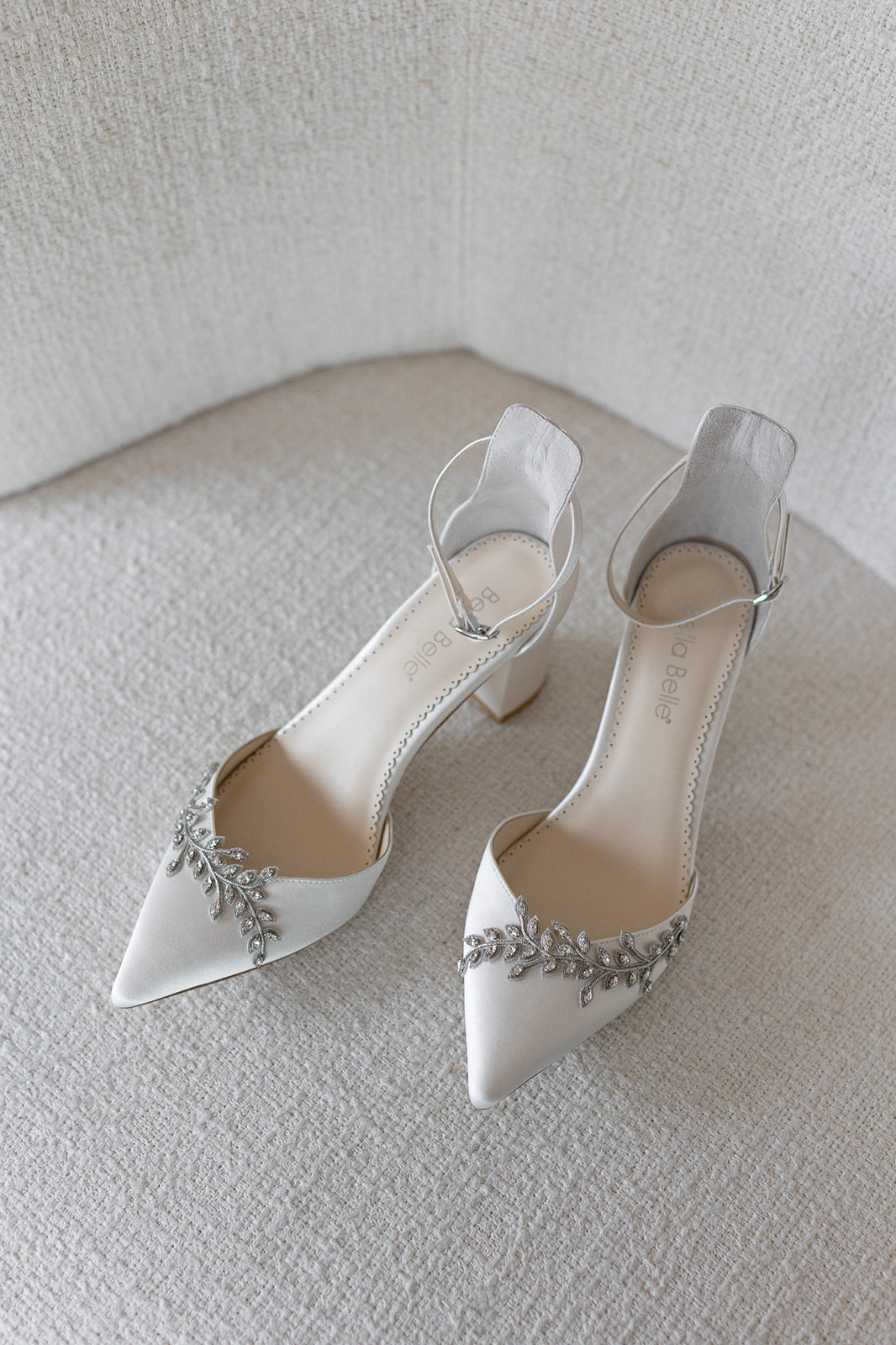 Valerie - Ivory Crystal Pointed Bridal Block Heel