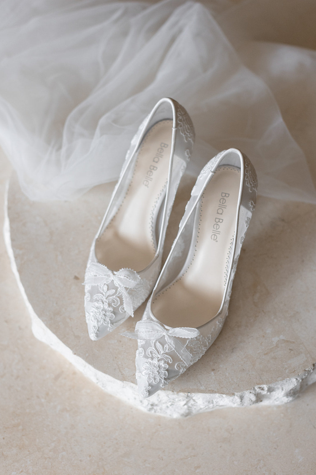 Pearl Accent Closed Toe Ivory Heels for Brides | Bella Belle