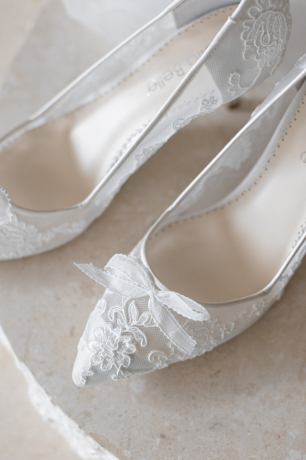 Monica - Lace Embroidered Ivory Bridal Kitten Heels