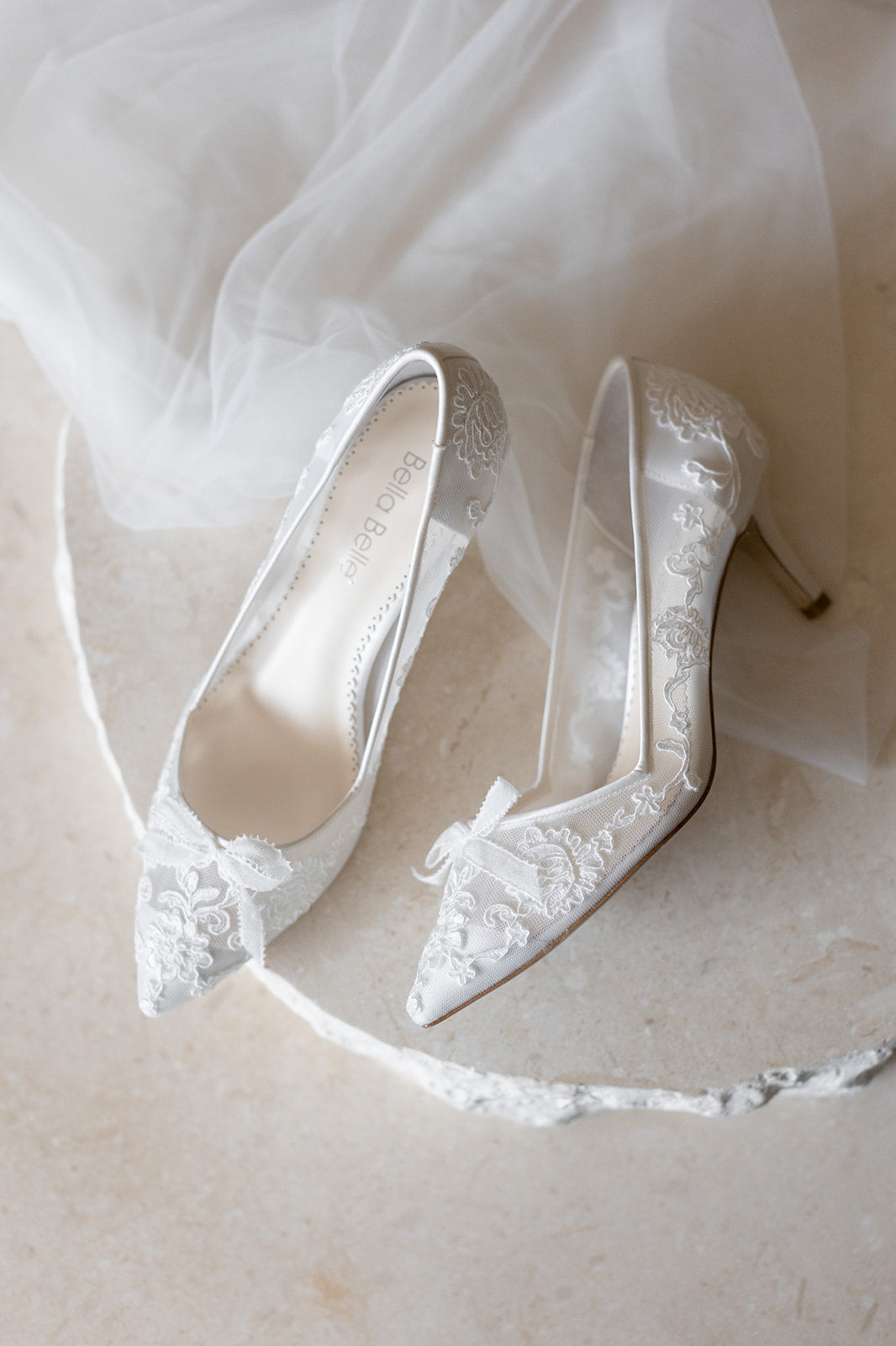 Monica - Lace Embroidered Ivory Bridal Kitten Heels