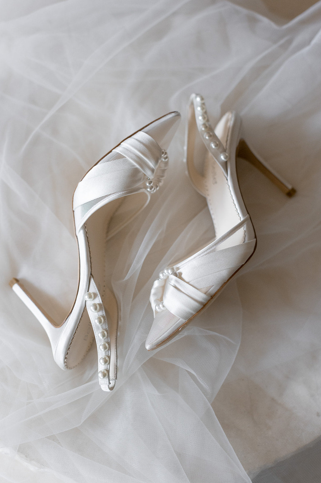 Faye - Slingback Pearl Strap Heels with Satin Wrapped Pearl Ring