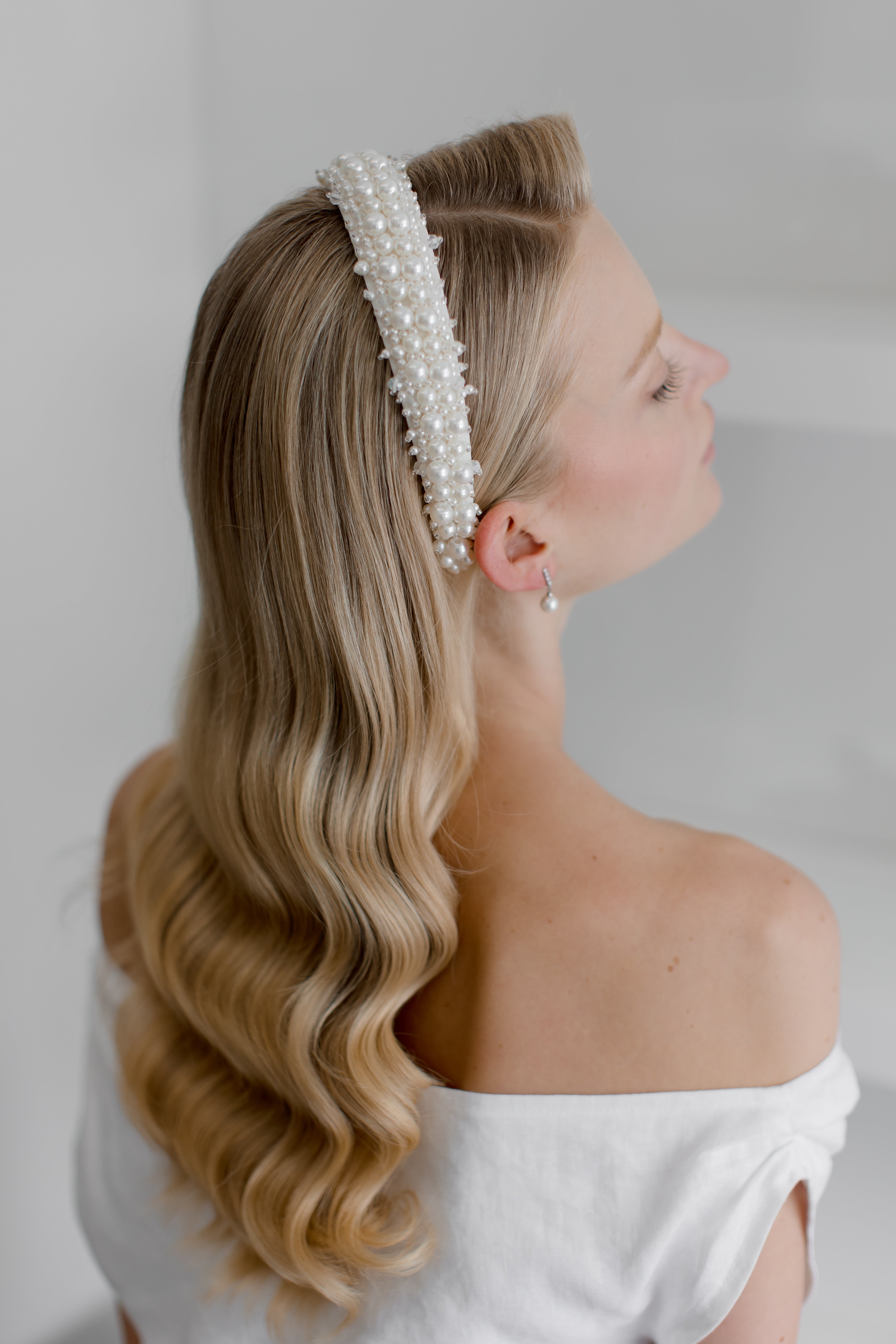 Vanessa - Pearl Crystal Cluster Bridal Headband