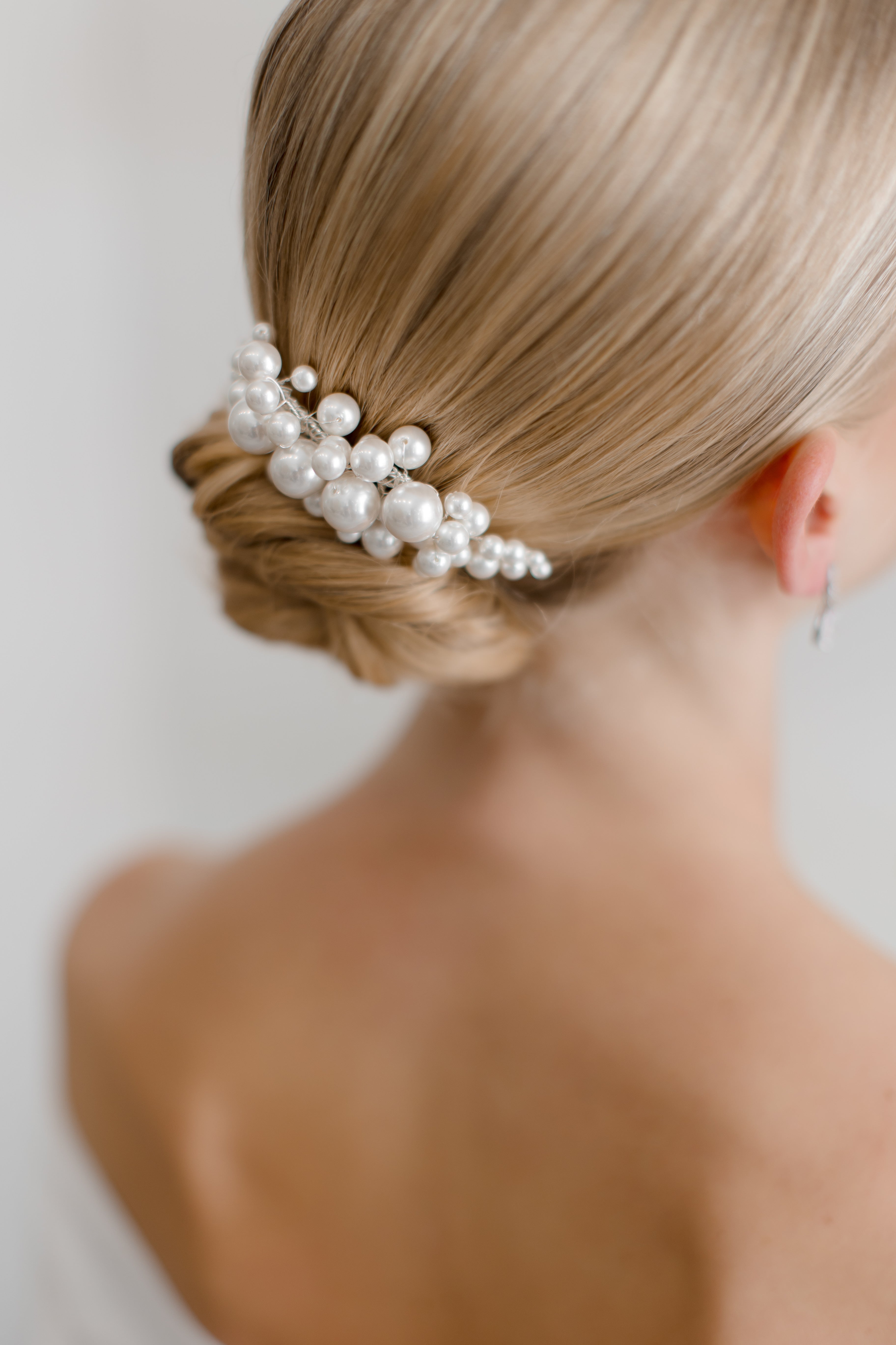 A'el Este - Savannah - Pearl Bridal Comb - Silver