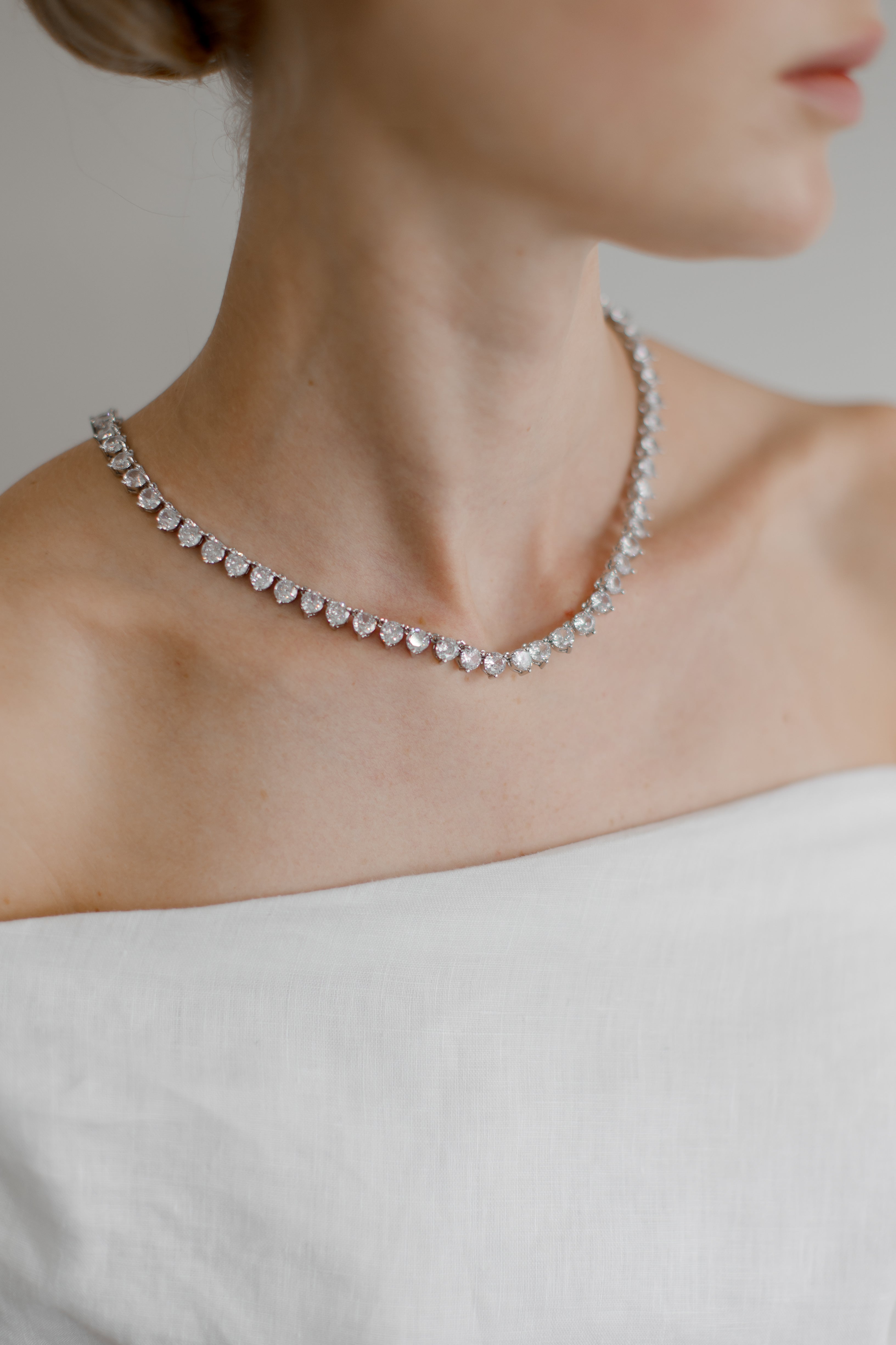 Elizabeth  - Classic Statement Crystal Bridal Tennis Necklace