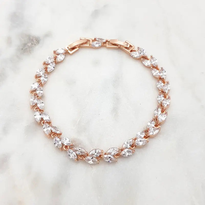 Emma - Marquise Leaf Crystal Bridal Bracelet