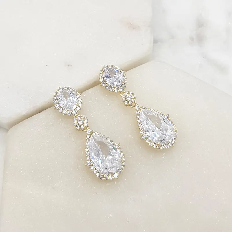 Aria - Art Deco Crystal Bridal Drop Earrings