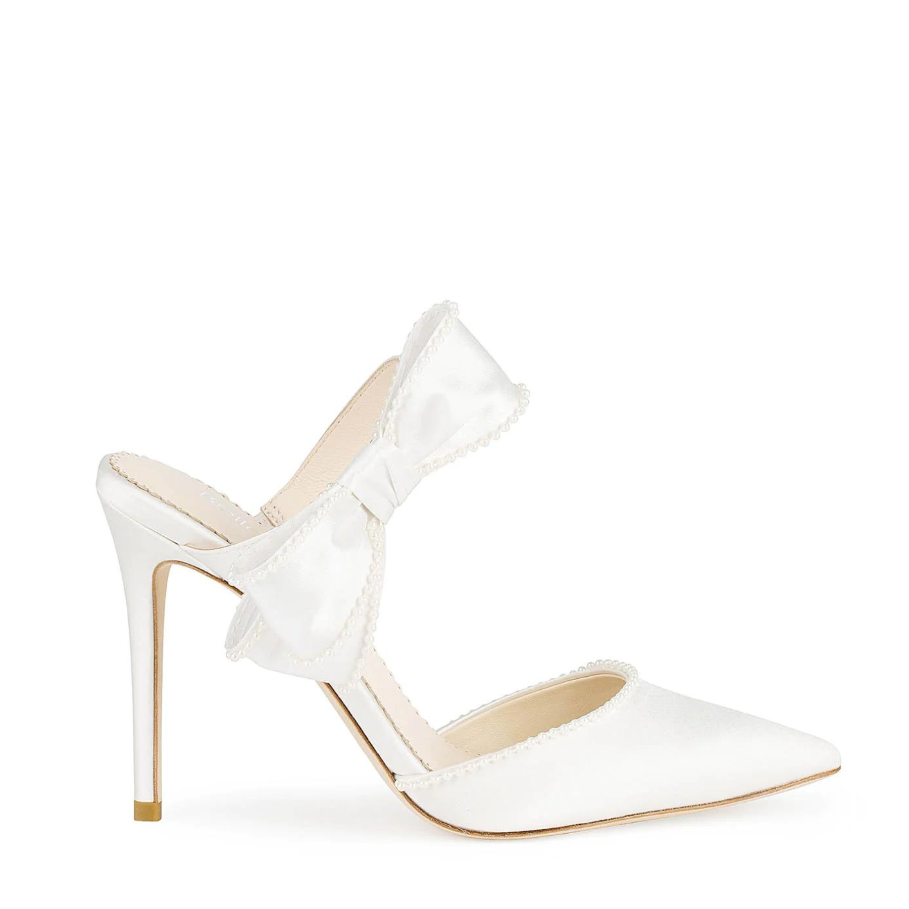 White satin low heel bridal shoes hotsell