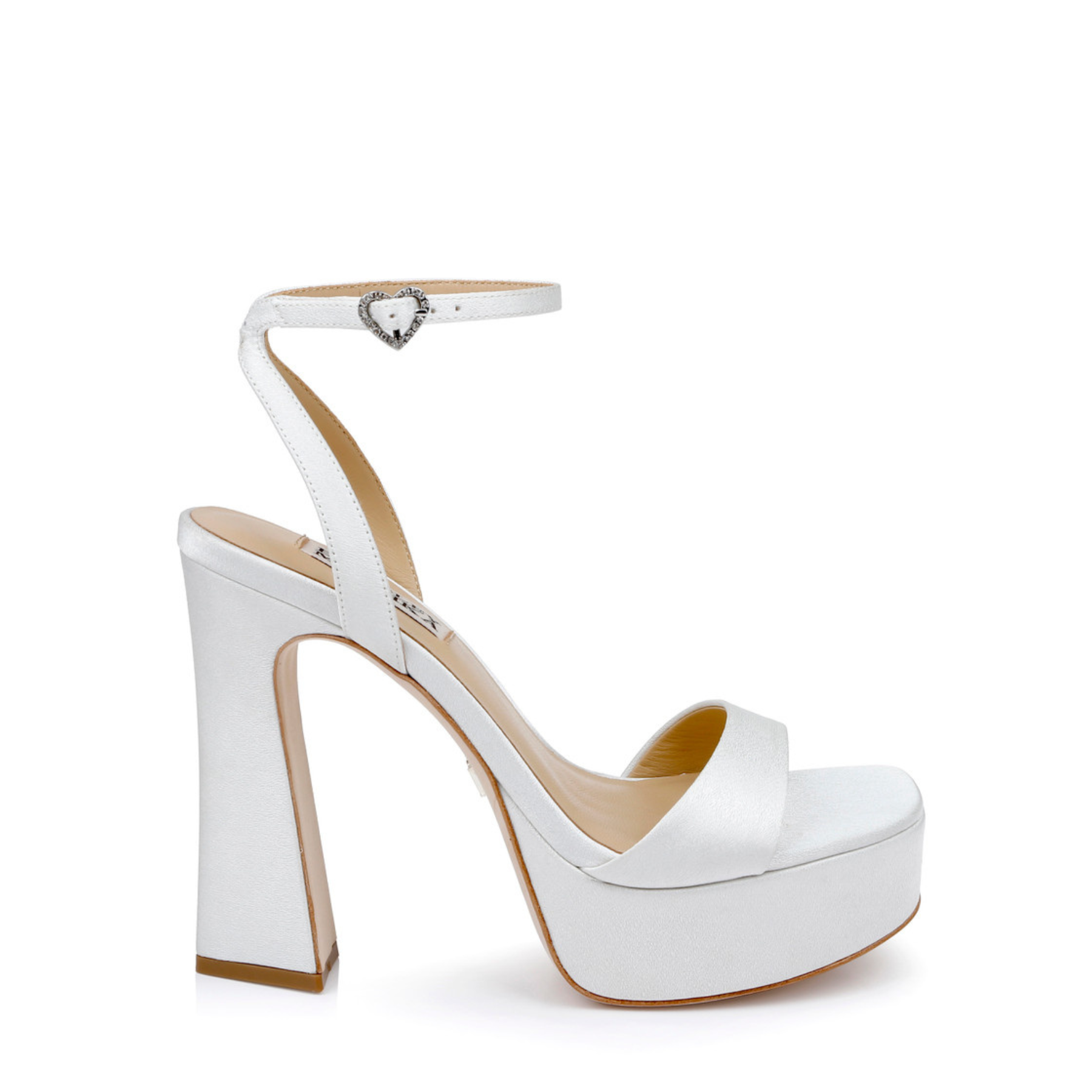Badgley Mischka - Felixa - Closed Toe Platform Heel with Pearl Ankle Strap  - Soft White | The White Collection