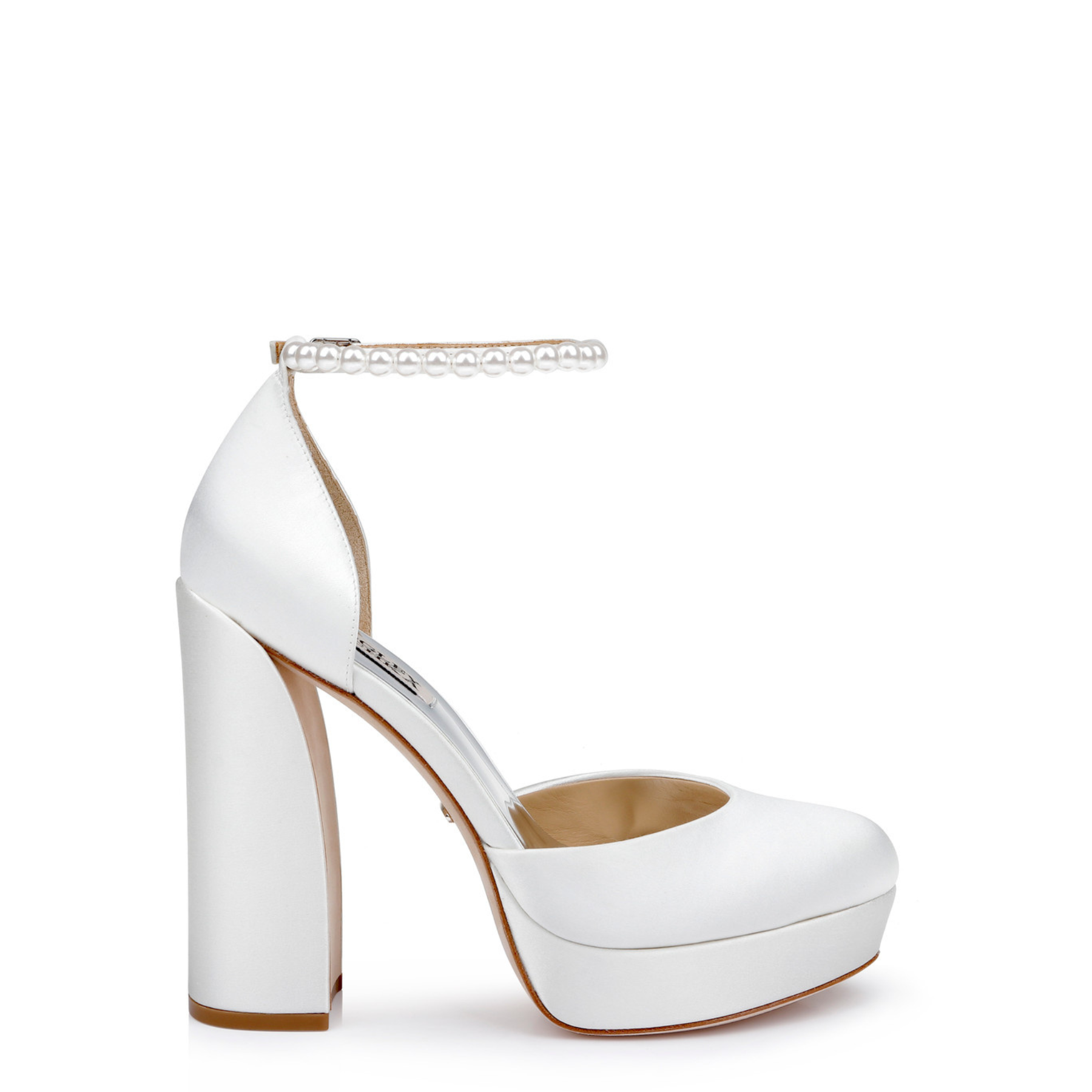 Felixa - Closed Toe Platform Heel with Pearl Ankle Strap - Soft White