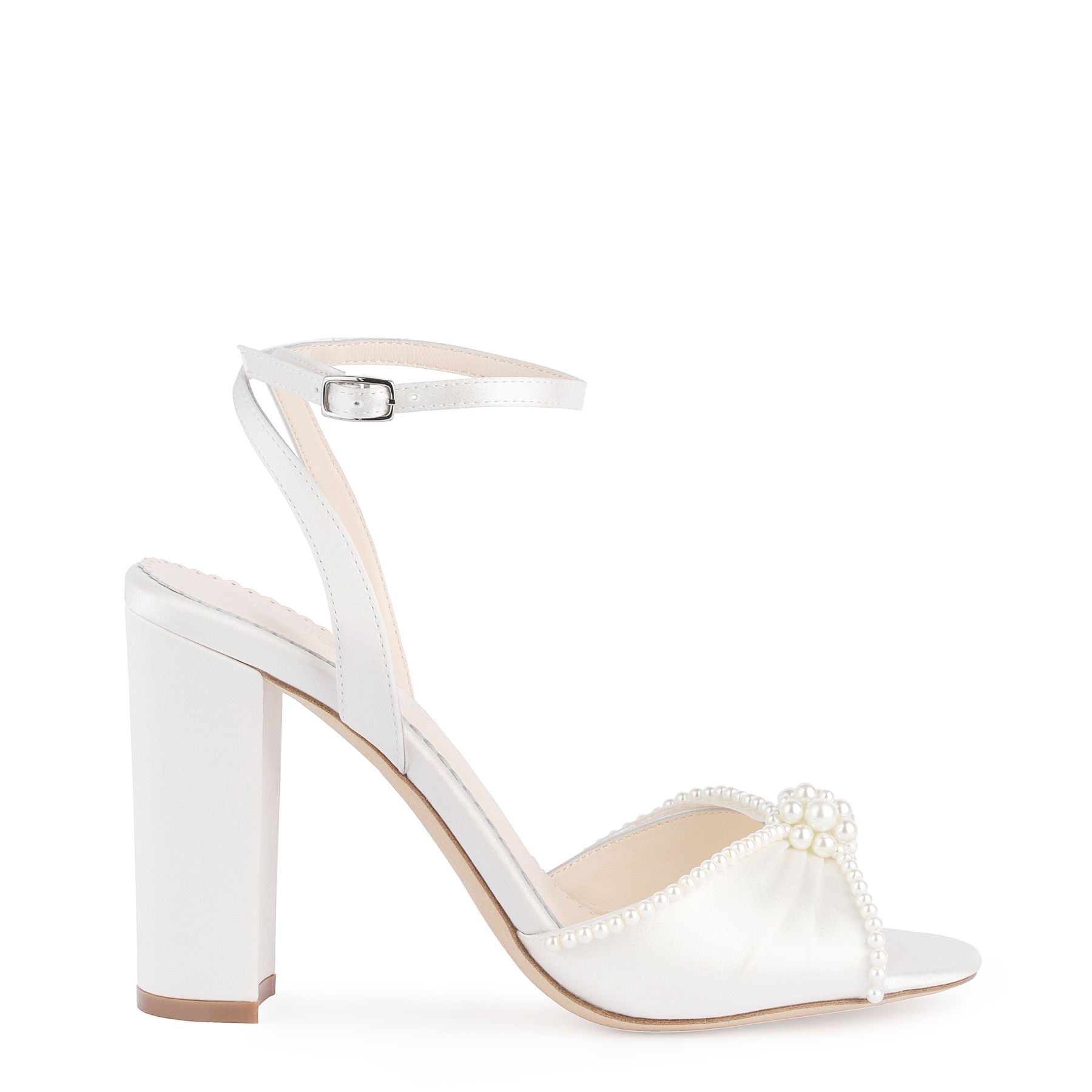 Block Heel Wedding Shoes White Pointed Toe Rhinestones Ankle Strap Bridal  Shoes - Milanoo.com