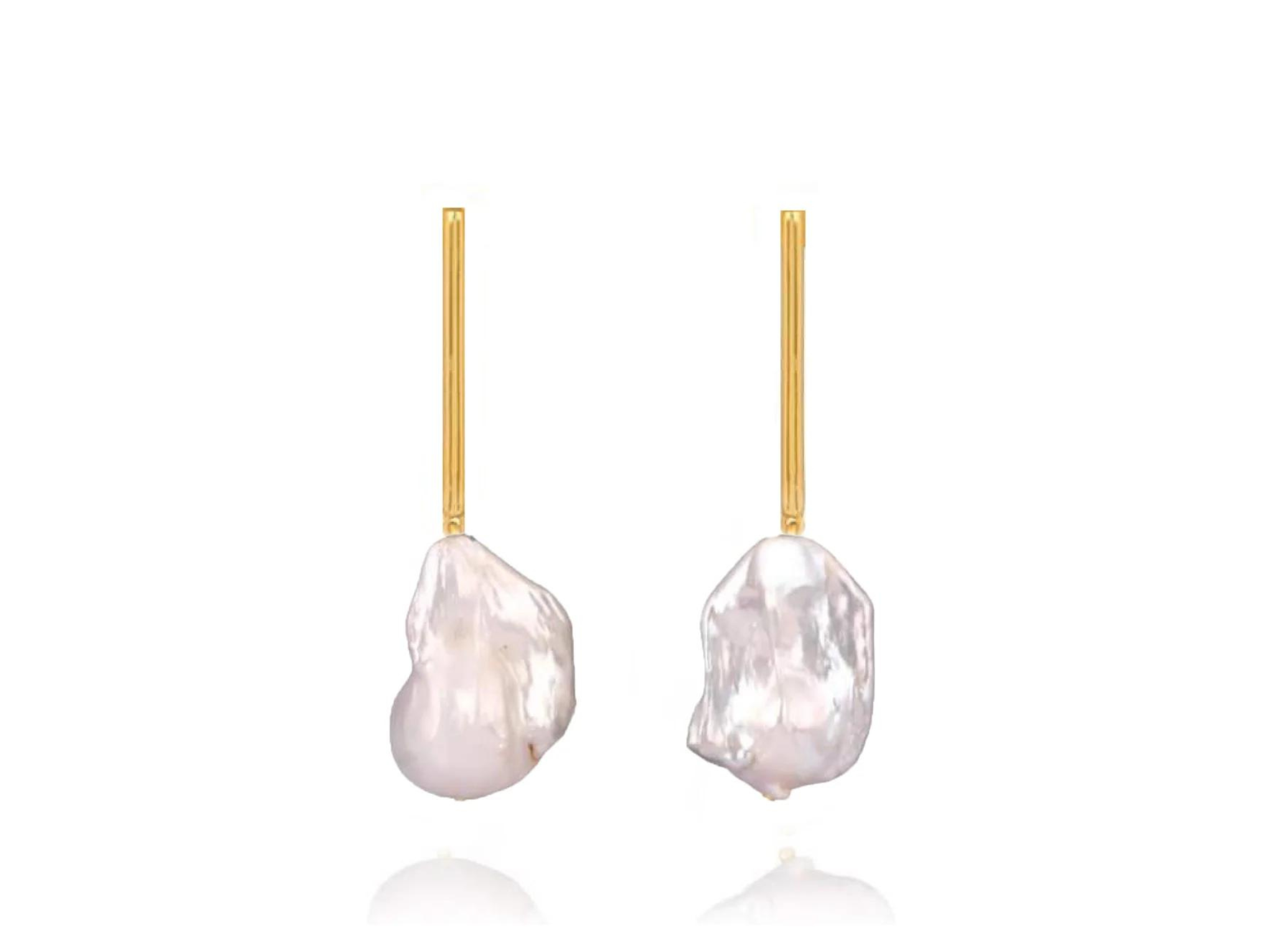 Lola Knight - Edie - Modern Bridal Pearl Drop Earrings - 18CT Gold