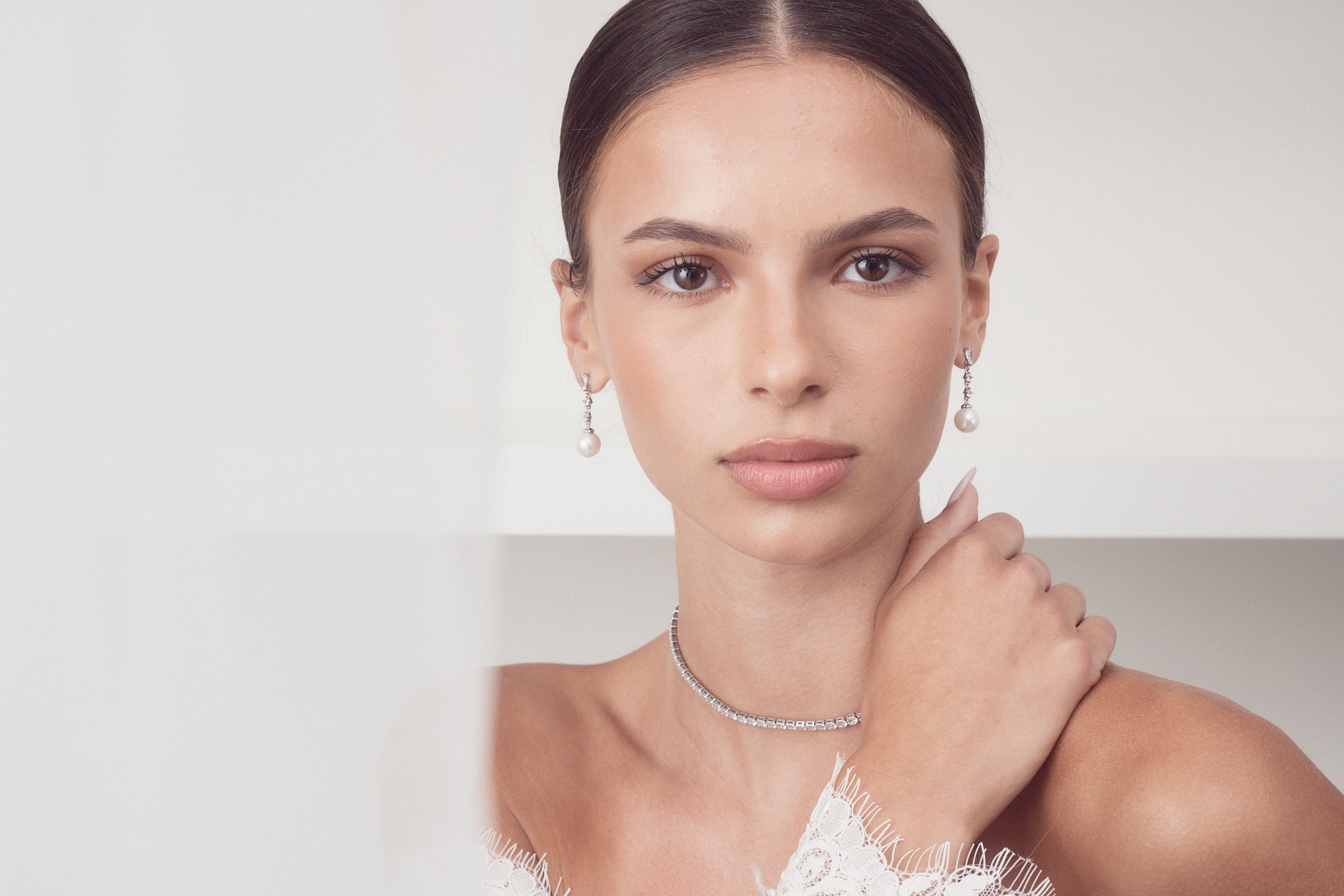 Beatrice - Long Pearl Drop Bridal Earrings