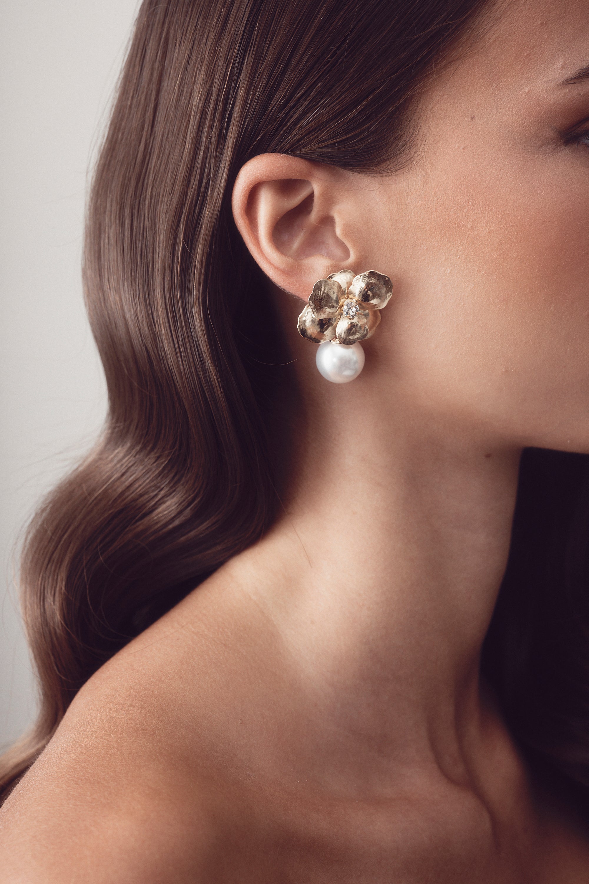 Elizabeth Bower - Orchid Duet Flower Stud - Gold