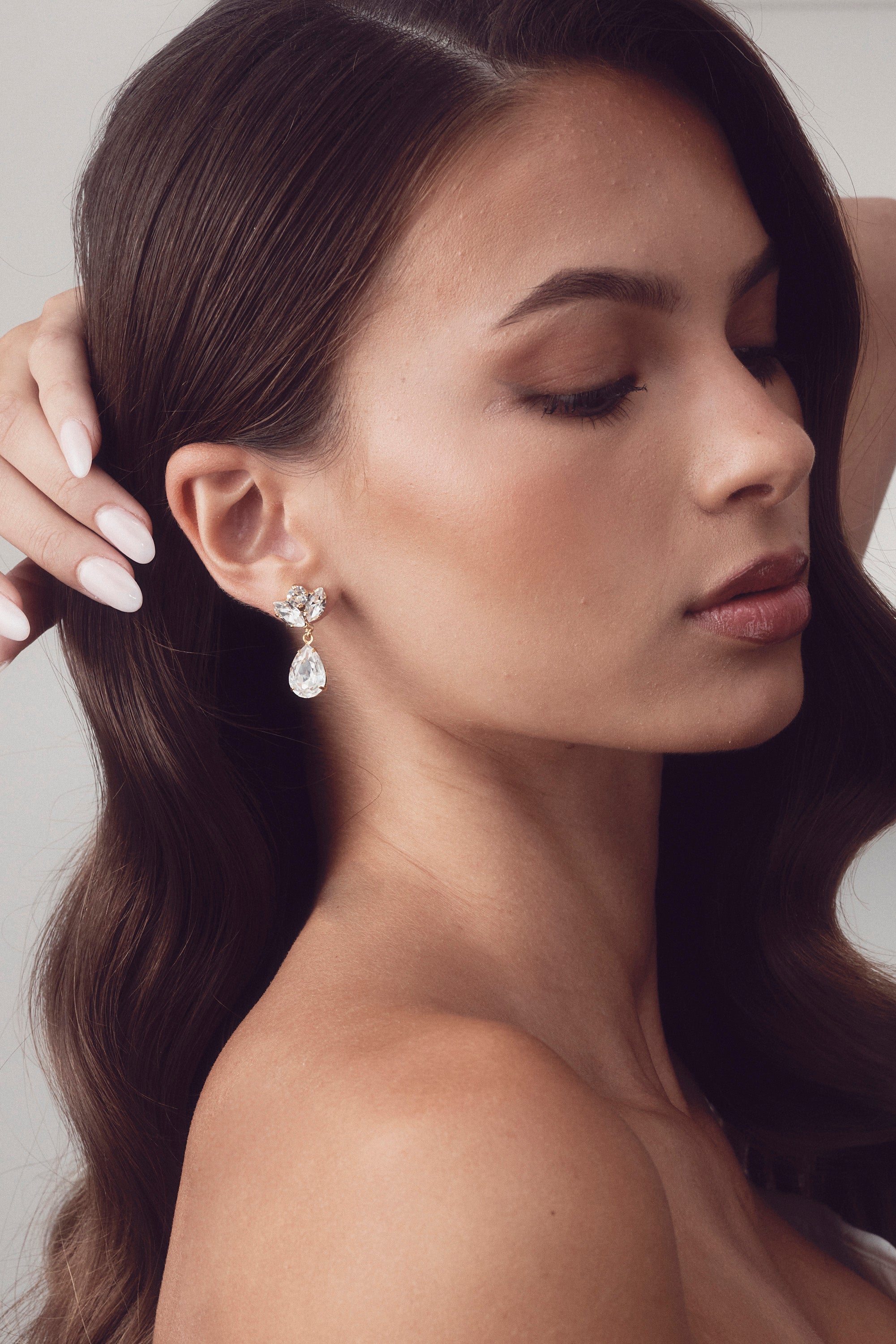 Mariah - Small Crystal Bridal Drop Earrings - Gold Plated