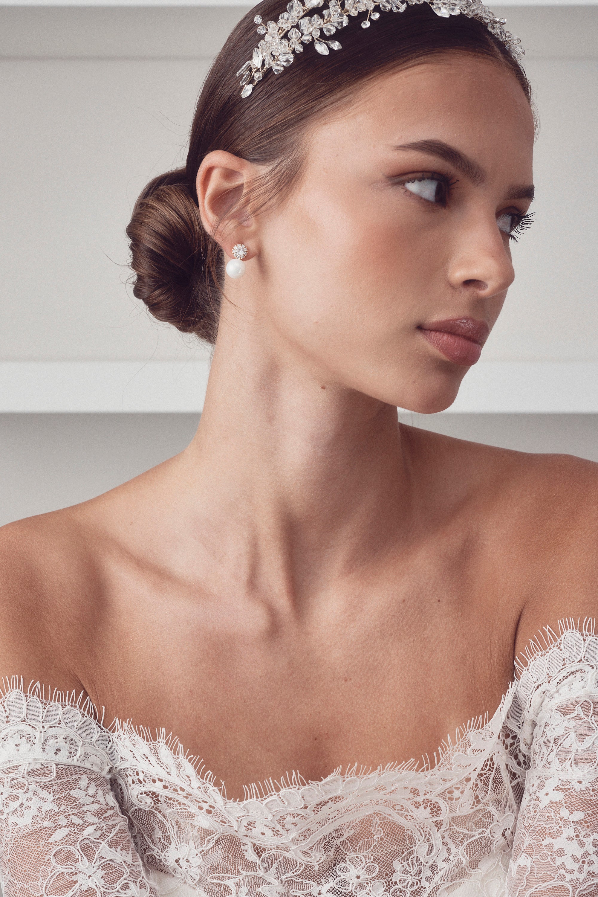 Nadia - Elegant Crystal and Pearl Bridal Earrings