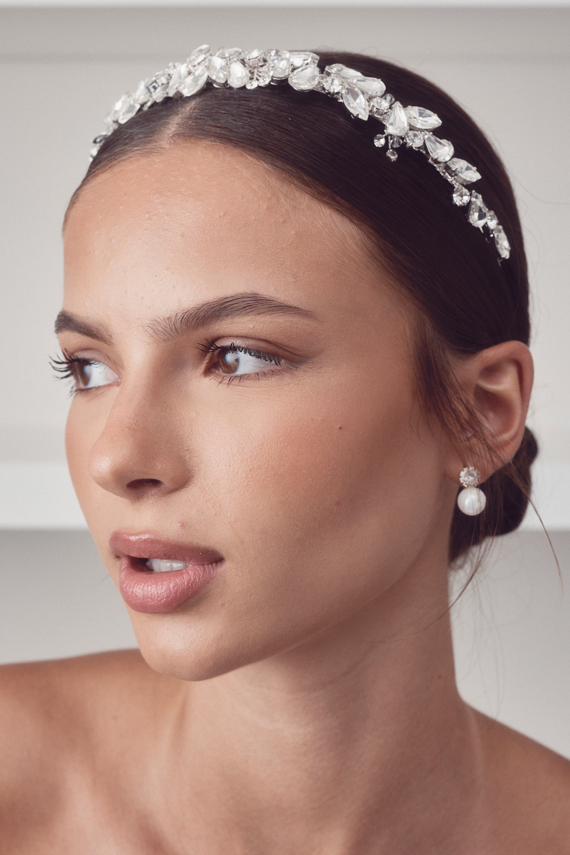 Tiana - Pear and Marquise Sparkling Crystal Bridal Headband Crown