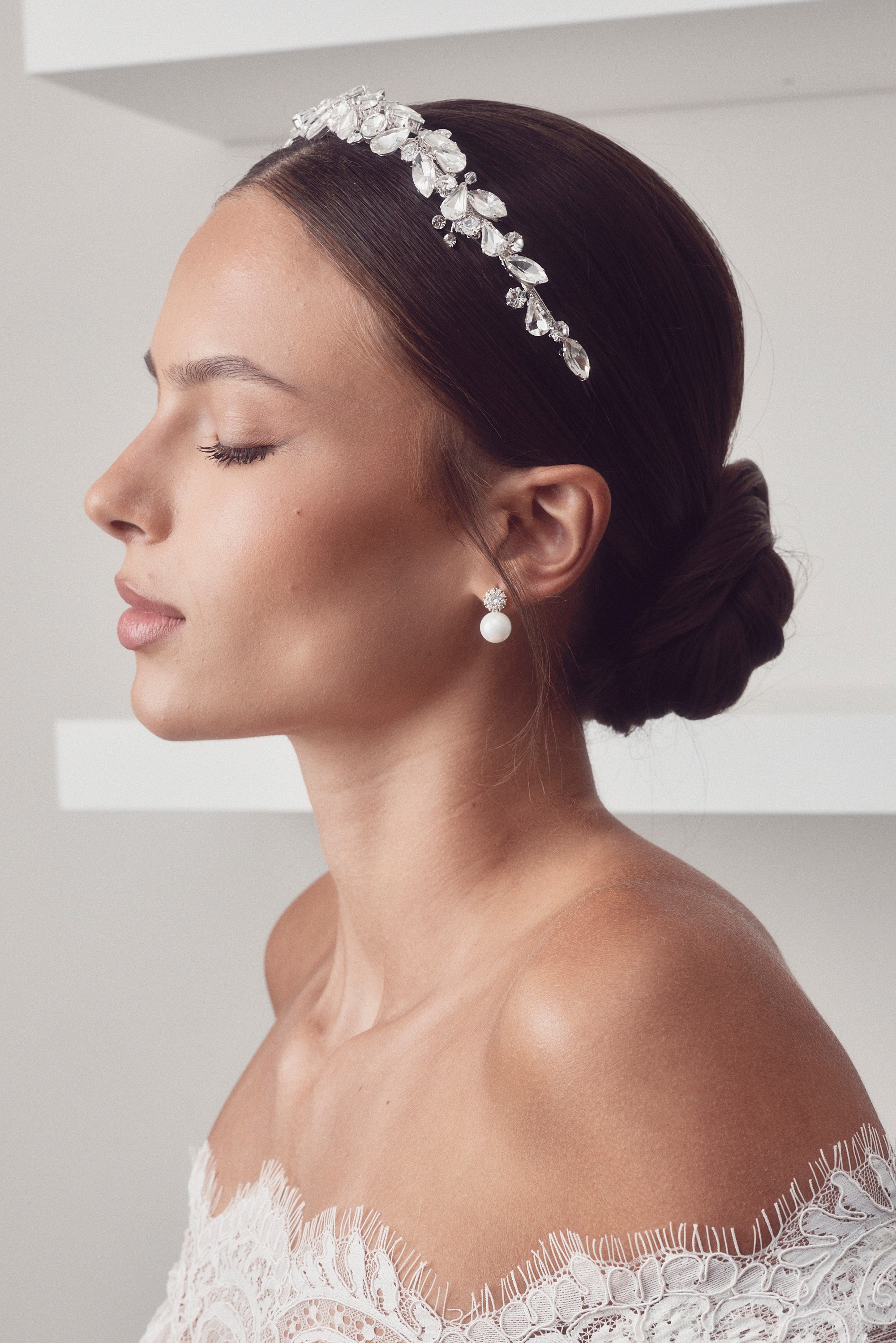 Tiana - Pear and Marquise Sparkling Crystal Bridal Headband Crown