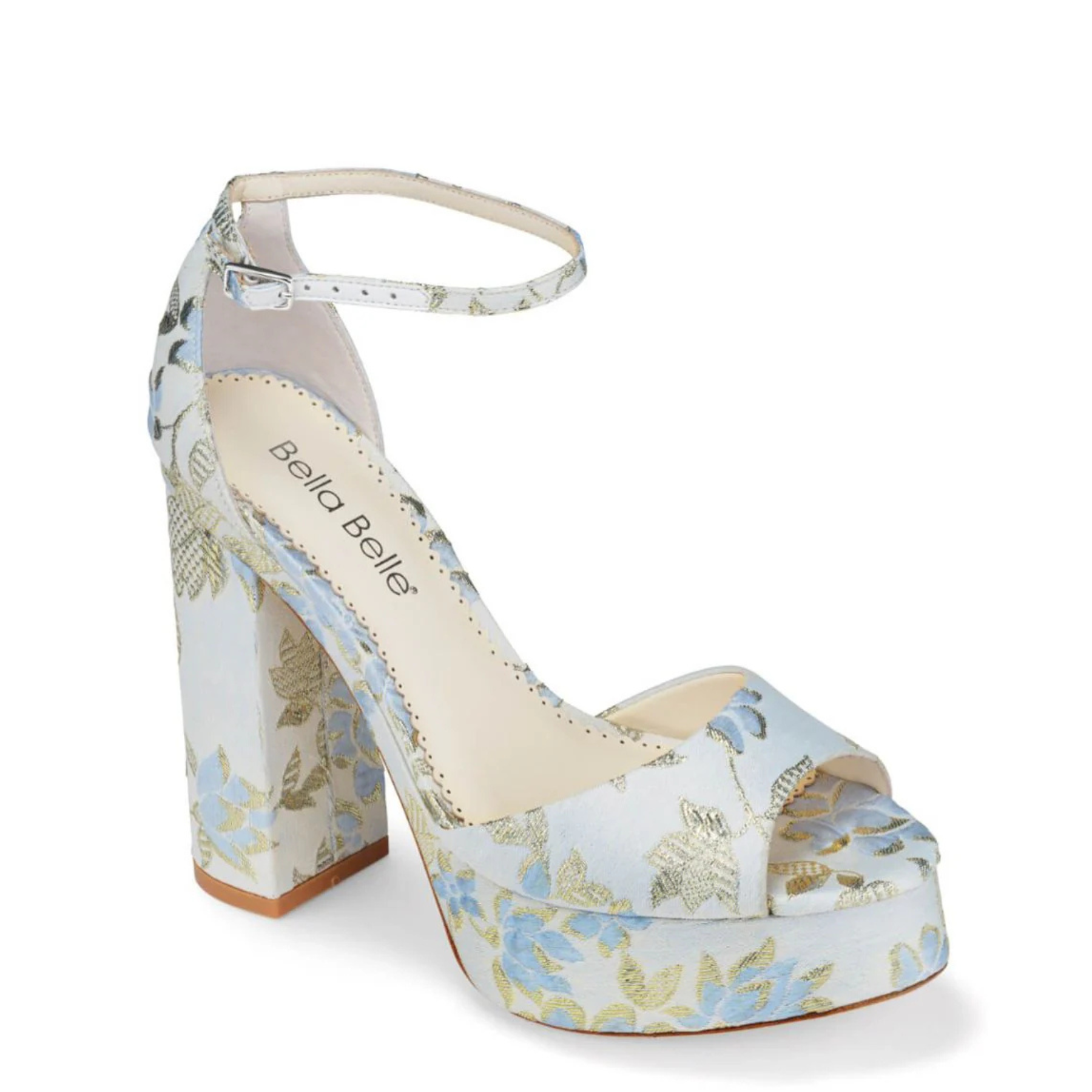 Catarina - Blue Floral Jacquard Platform Sandals