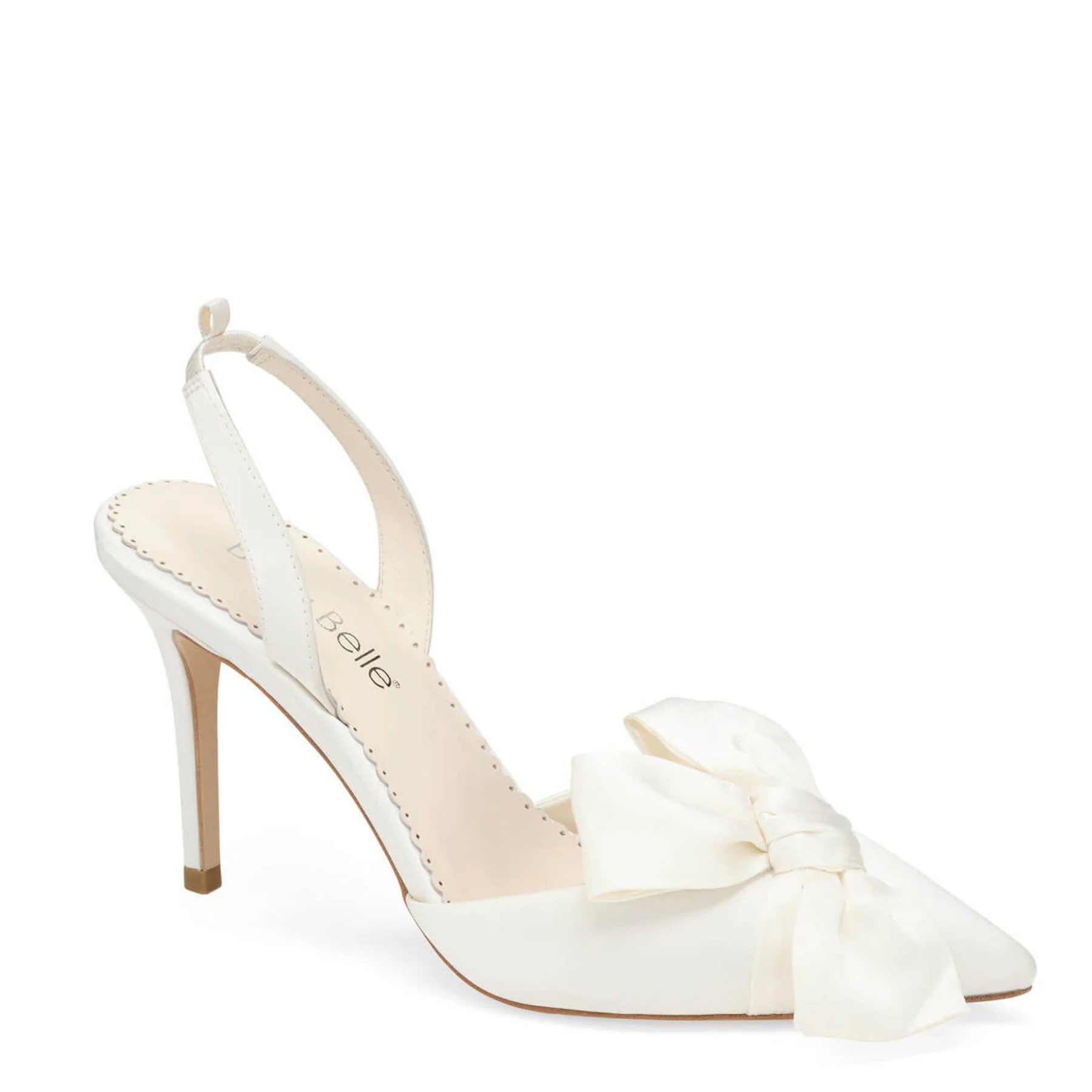 Rhodes - Bow Wedding Heels with Removable Ankle Straps - Ivory