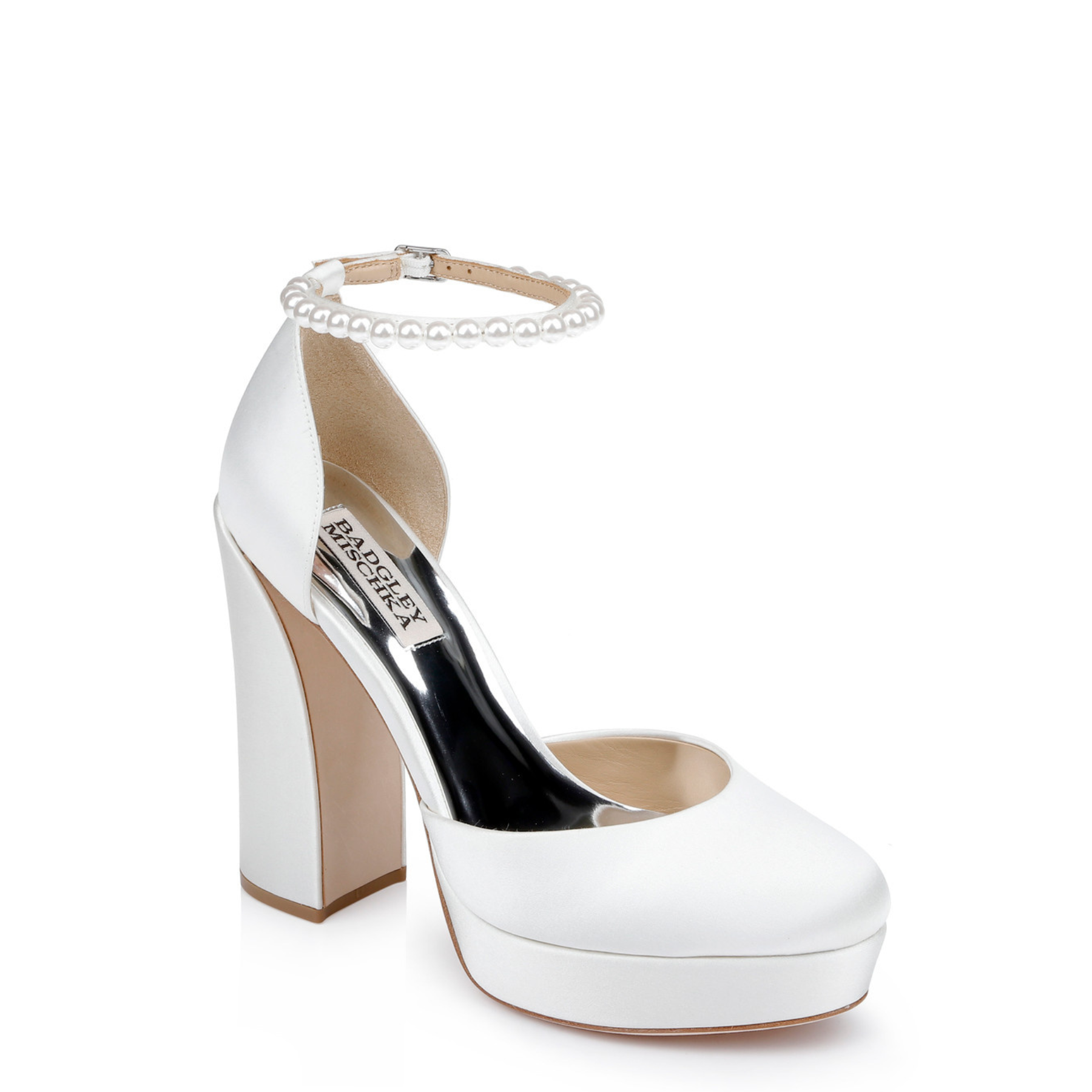 Felixa - Closed Toe Platform Heel with Pearl Ankle Strap - Soft White