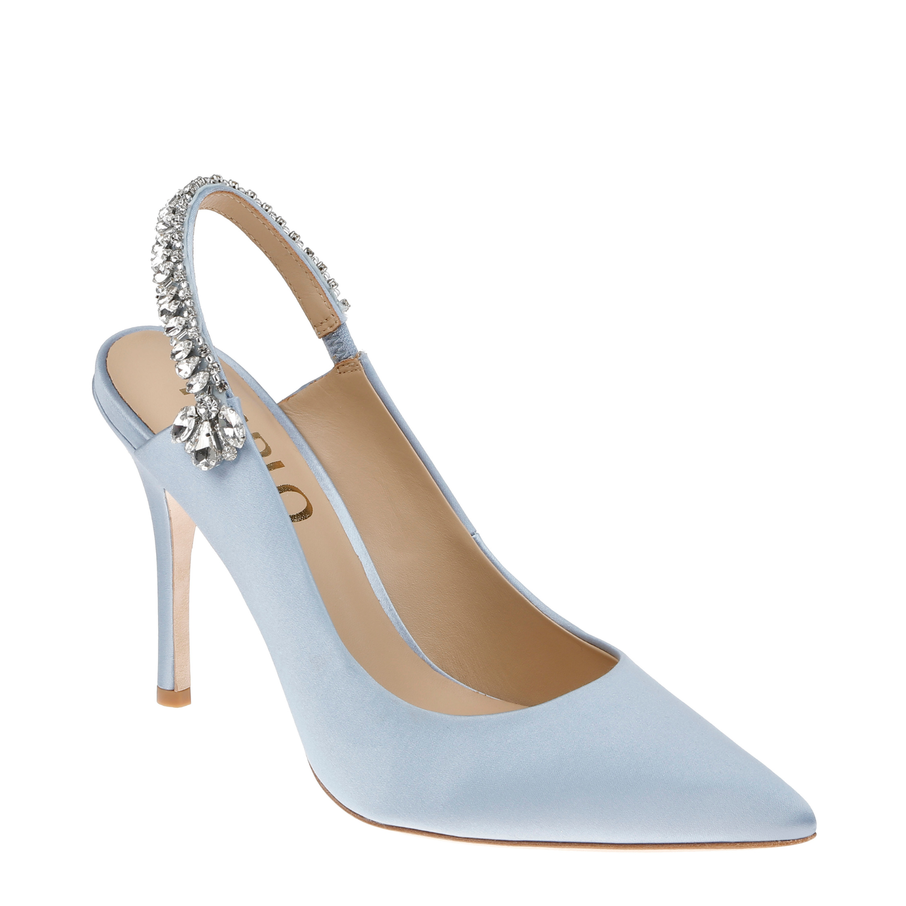 Bonnie Azure - Blue Crystal Embellished Sling Back Bridal Pump