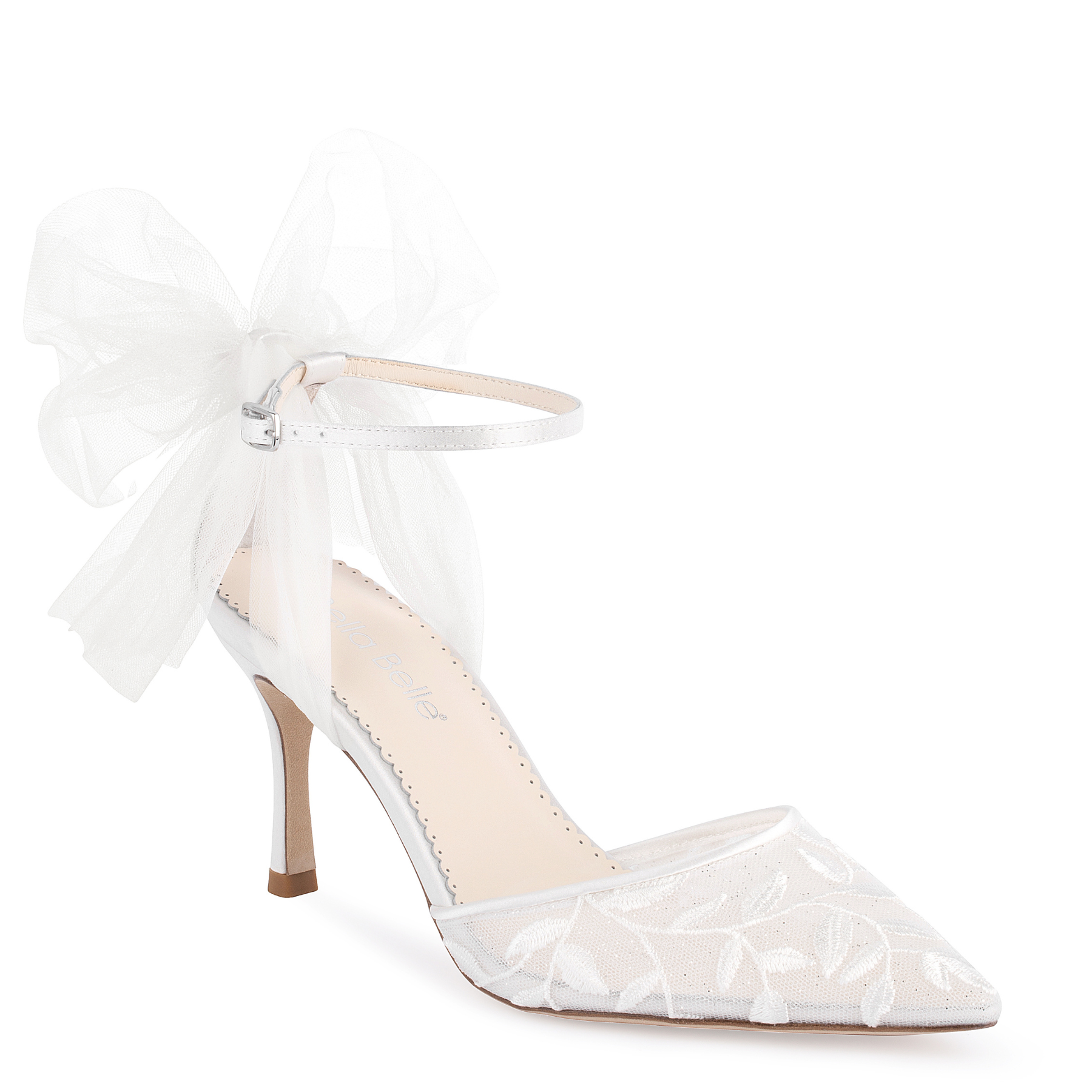 Elegant Ivory Satin Wedding Shoes 2020 Leather Rhinestone 3 cm Low Heel  Pointed Toe Wedding Pumps