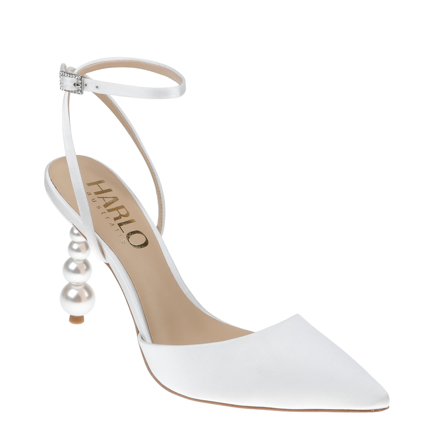 Frances - Pearl Heel Stiletto with Pointed Toe - Soft White