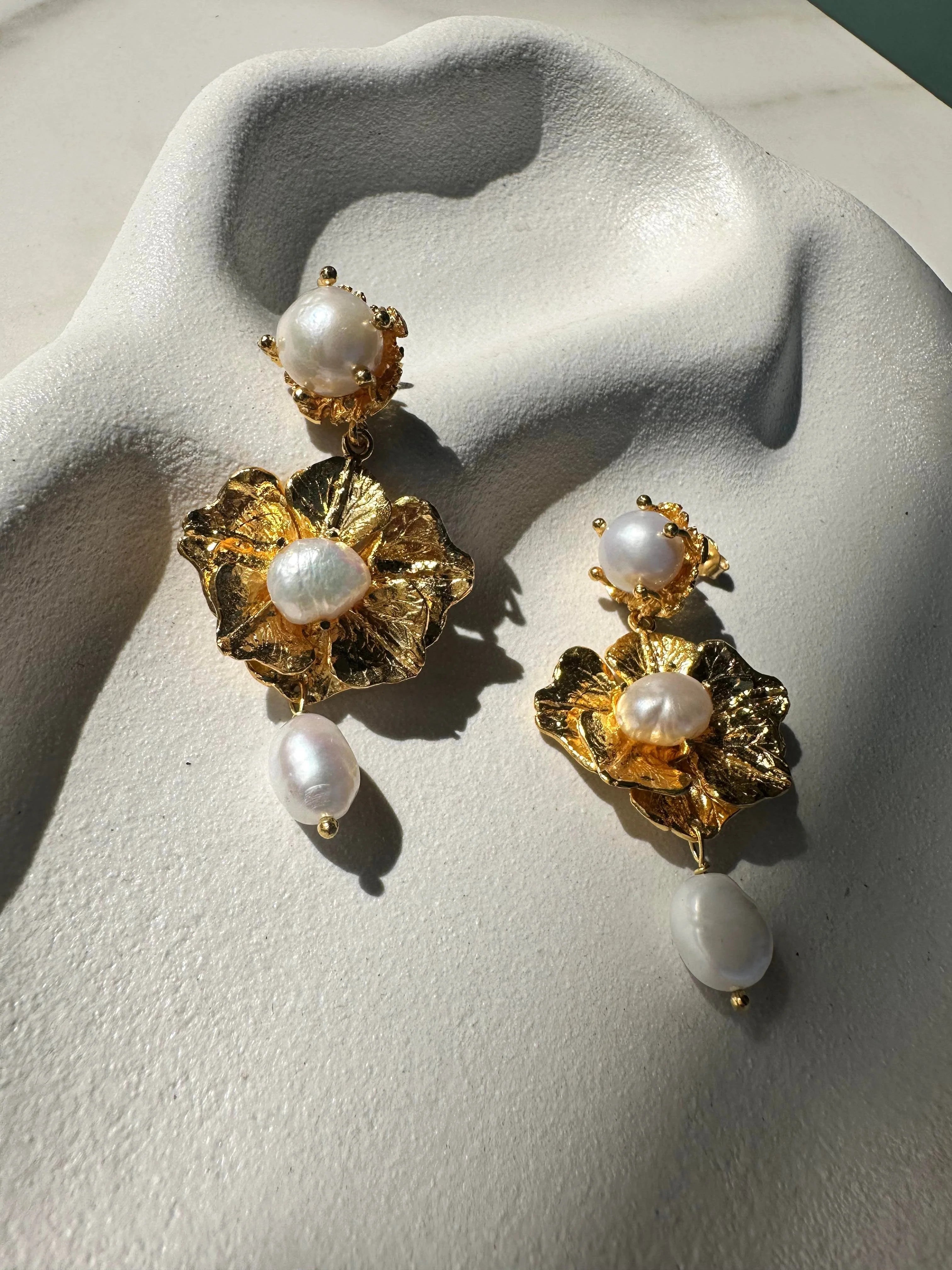 Lola Knight - Aria - Pearl Drop Earrings - 18CT Gold