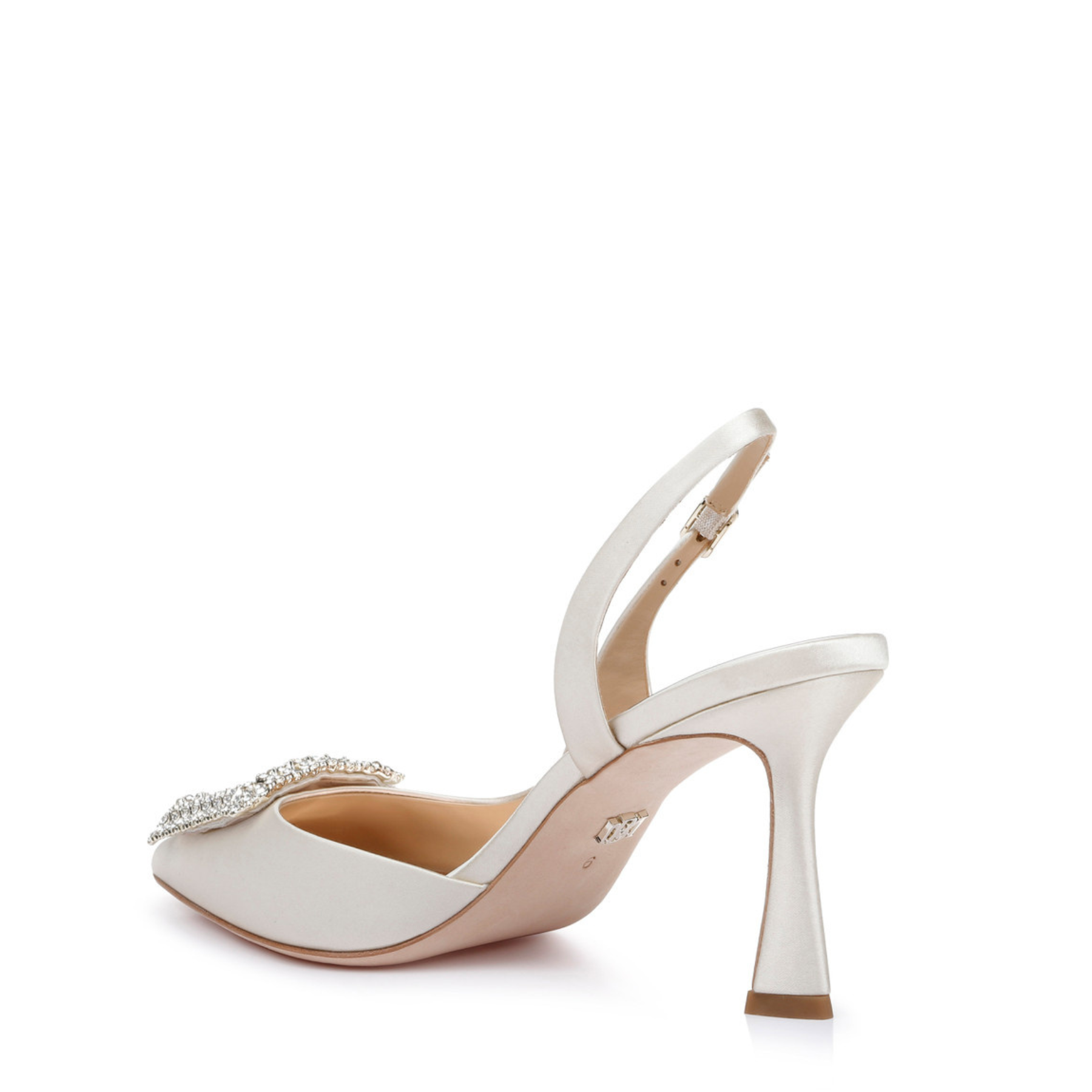 Enida - Pointed Toe Stiletto Slingback with Crystal Buckle - Ivory