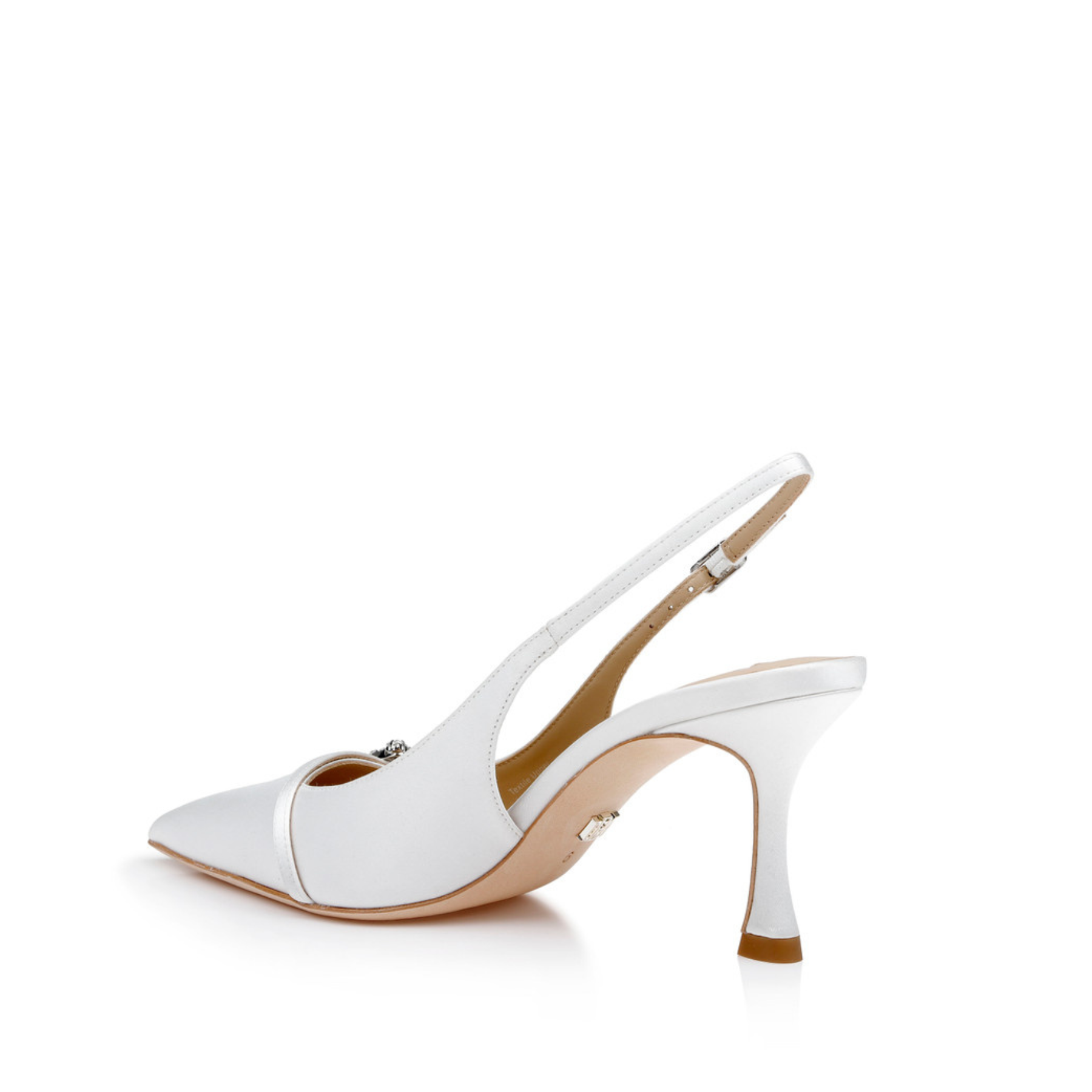 Annmarie - Jewelled Slingback Pointed Toe Stiletto Pumps - White