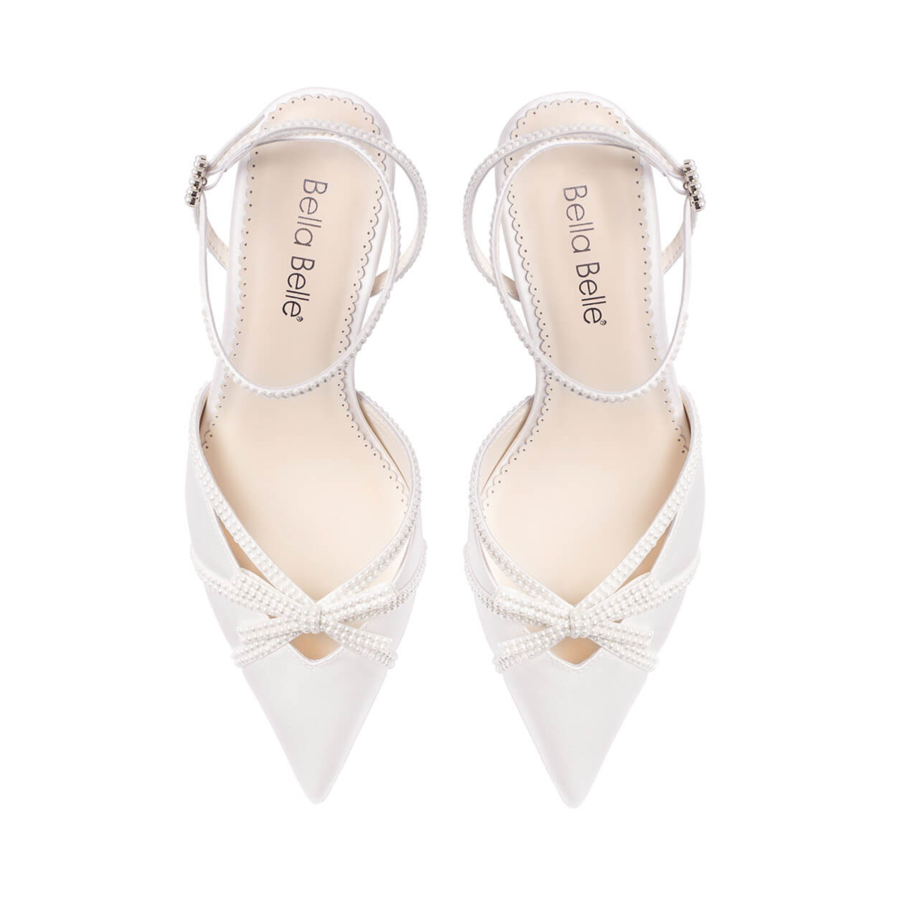 Alix - Cone Heel Pump Pearl Bow Wedding Shoes - Ivory